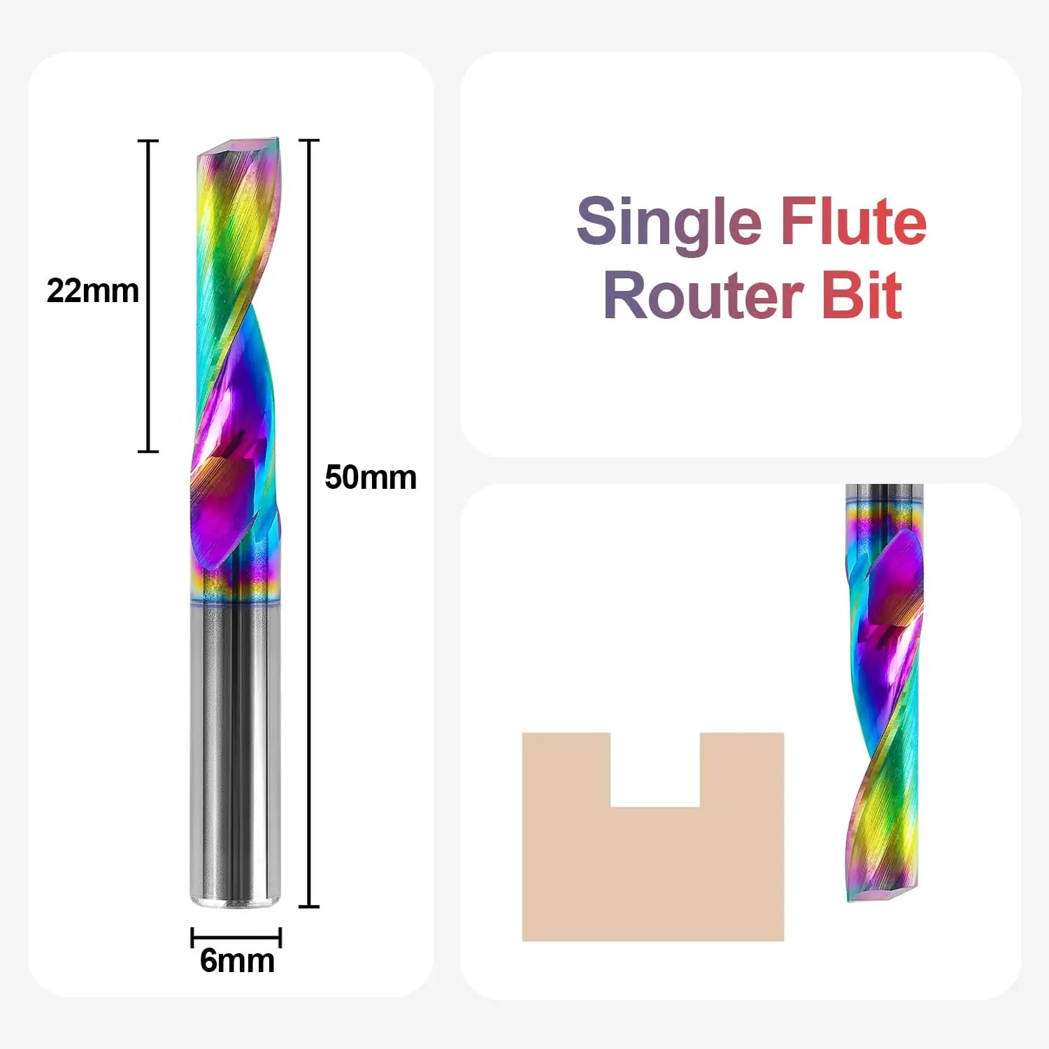 SpeTool EU W03503 DLC COATED O FLUTE 6MM DIA x 22MM CL x 6MM SHANK x 50MM OVL ROUTER BIT FOR ALUMINUM