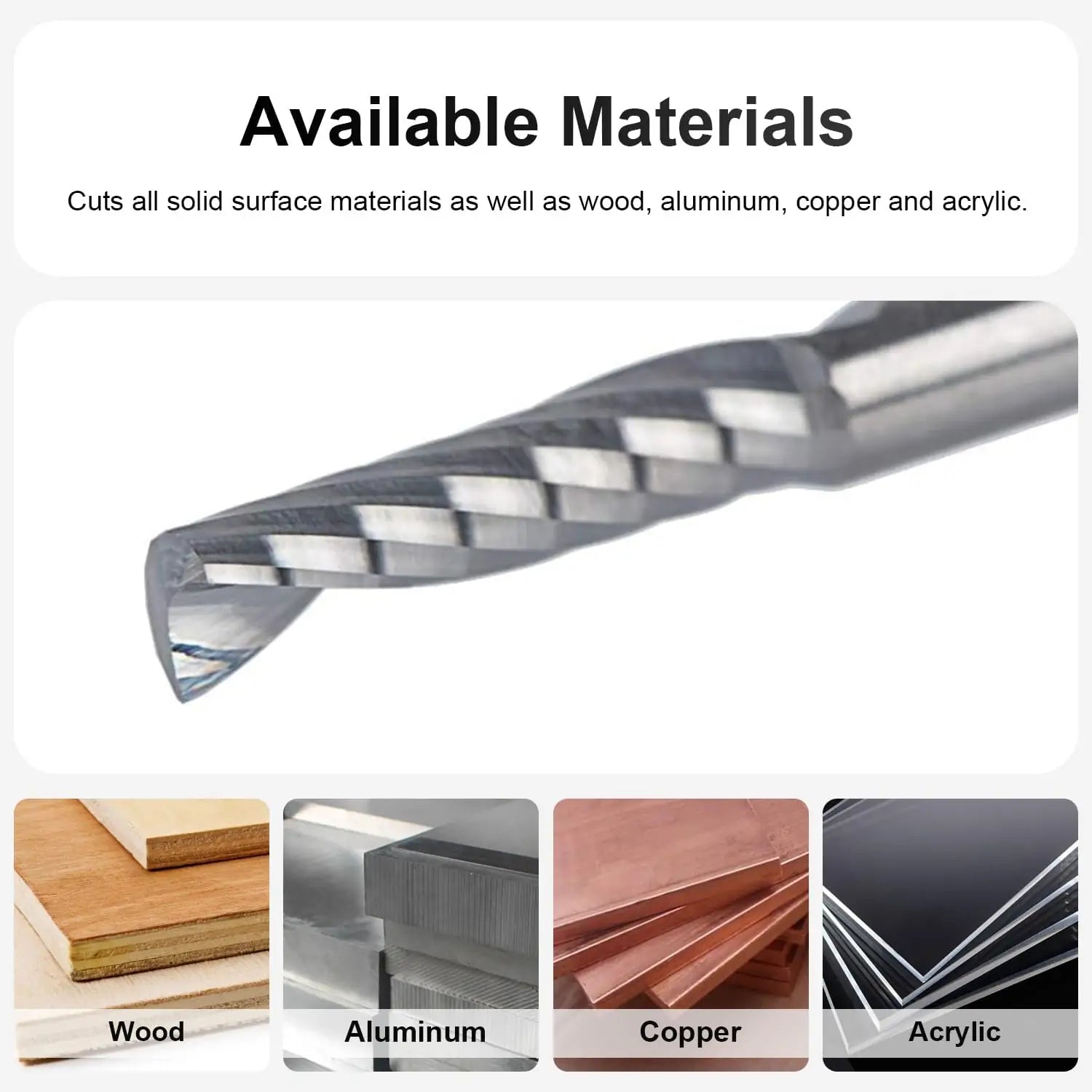 SpeTool EU W03502 O FLUTE 3.175MM DIA x 12MM CL x 3.175MM SHANK x 38.1MM OVL ROUTER BIT