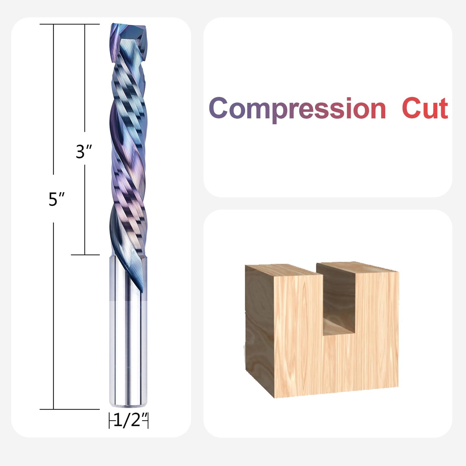 SPE-X coated 1/2" Carbide Compression 5" Extra Long CNC Router Bit From SpeTool