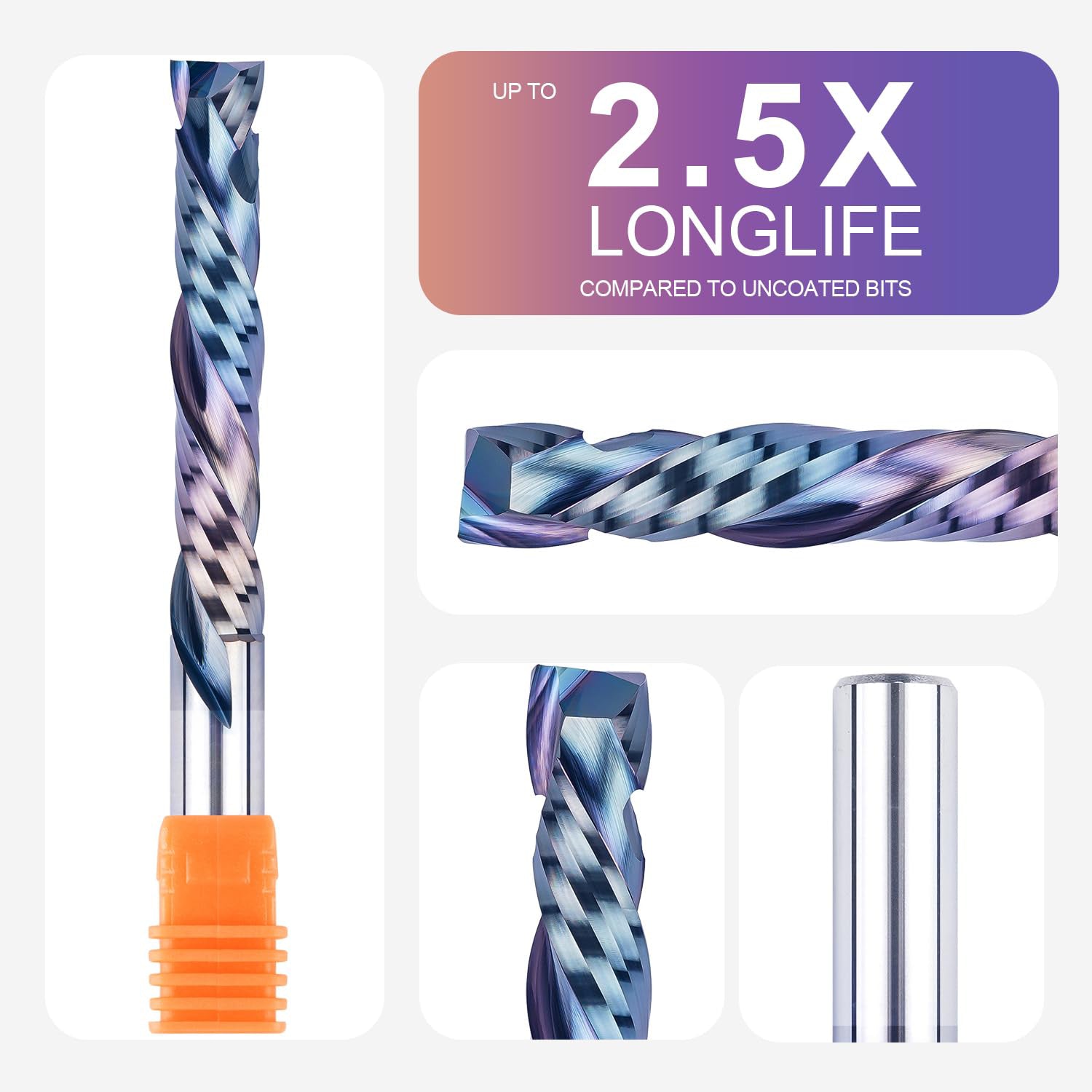 SPE-X coated 1/2" Carbide Compression 5" Extra Long CNC Router Bit From SpeTool