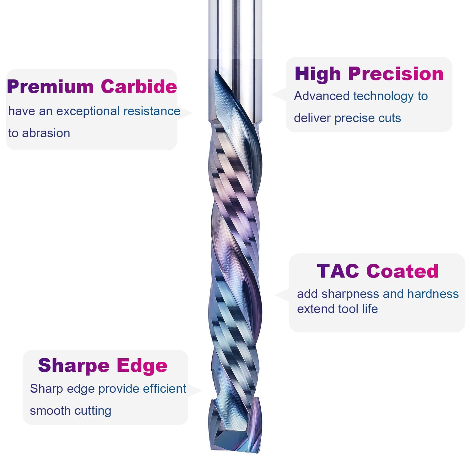 SPE-X coated 1/2" Carbide Compression 5" Extra Long CNC Router Bit From SpeTool
