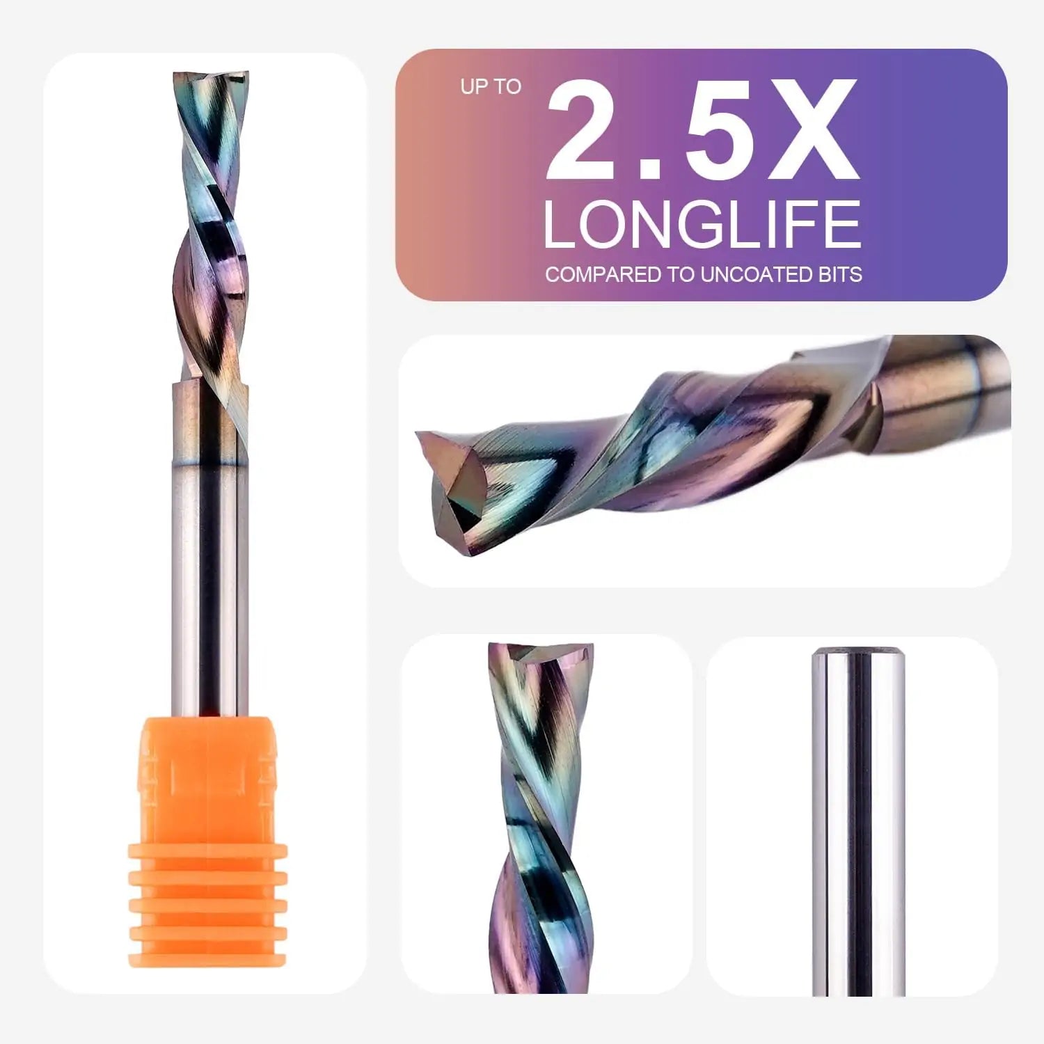 SpeTool EU W04507 SPE-X Coated DOWN CUT 2 FL 6MM DIA x 24MM CL x 6MM SHANK x 60MM OVL ROUTER BIT