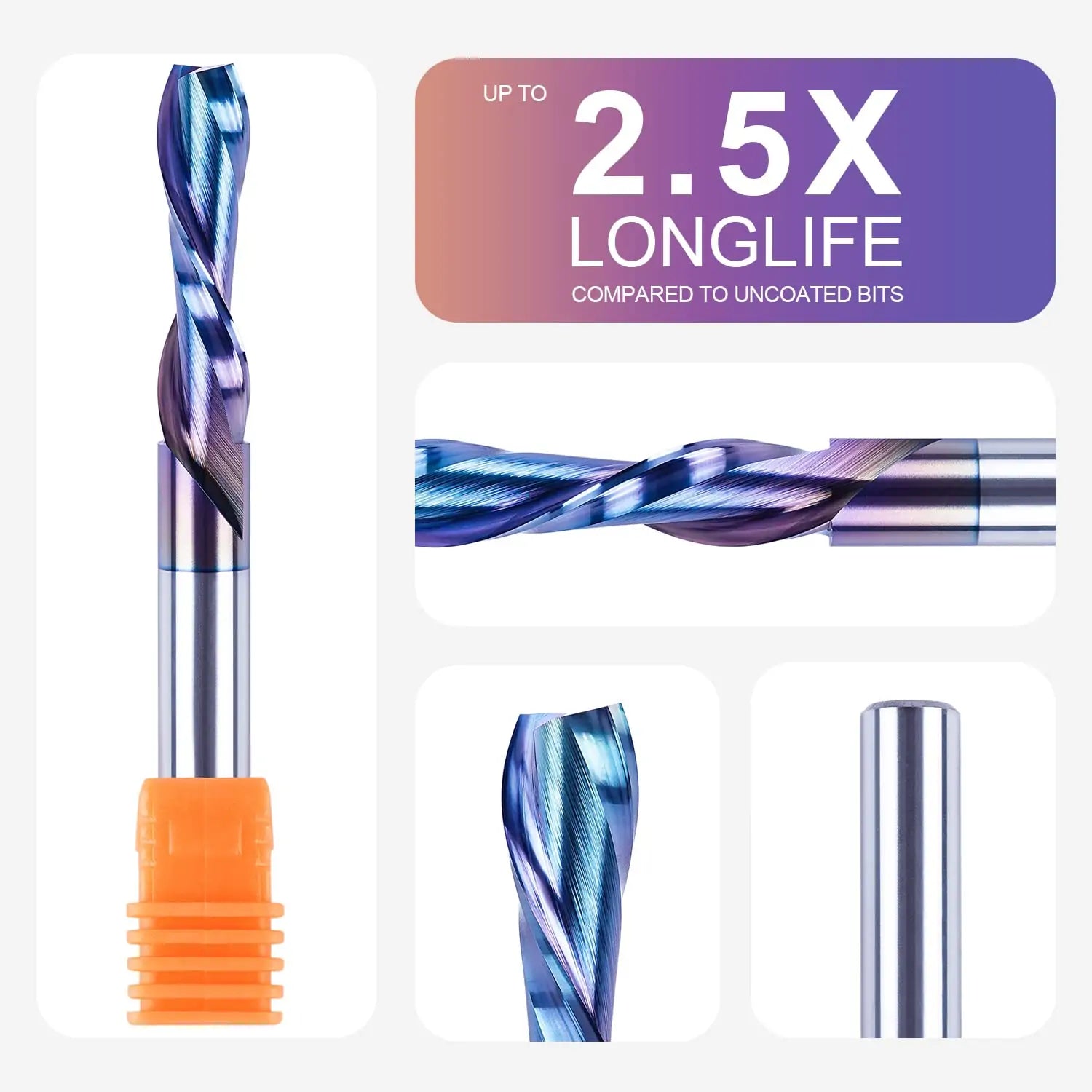 SpeTool EU W04509 SPE-X Coated SC DOWN CUT 2 FL 8MM DIA x 32MM CL x 8MM SHANK x 75MM OVL ROUTER BIT