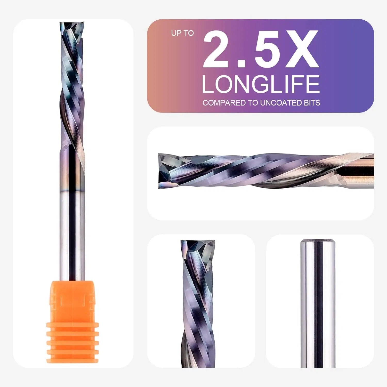 SpeTool EU W02506 SPE-X Coated SC COMPRESSION 2 FL 6MM DIA x 32MM CL x 6MM SHANK x 75MM OVL ROUTER BIT