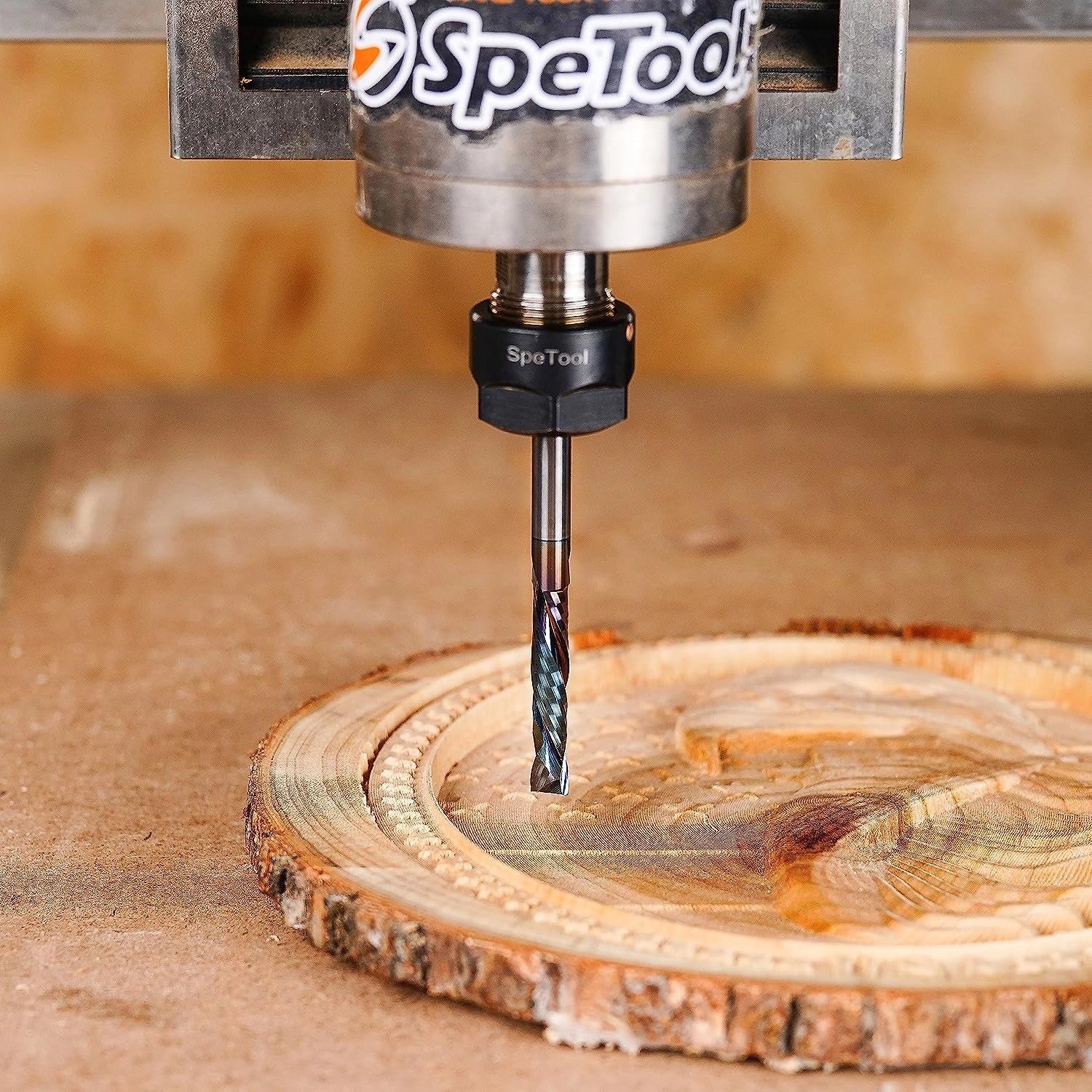 SpeTool EU W02508 SPE-X Coated SC COMPRESSION 2 FL 8MM DIA x 45MM CL x 8MM SHANK x 100MM OVL ROUTER BIT