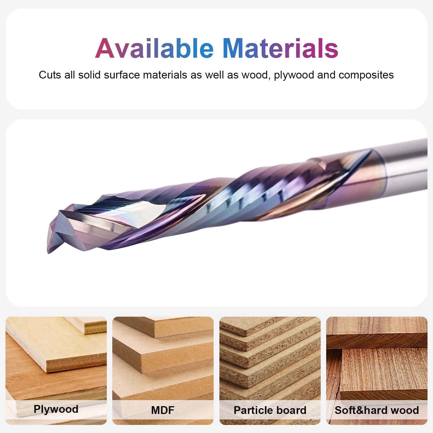 SpeTool EU W02508 SPE-X Coated SC COMPRESSION 2 FL 8MM DIA x 45MM CL x 8MM SHANK x 100MM OVL ROUTER BIT