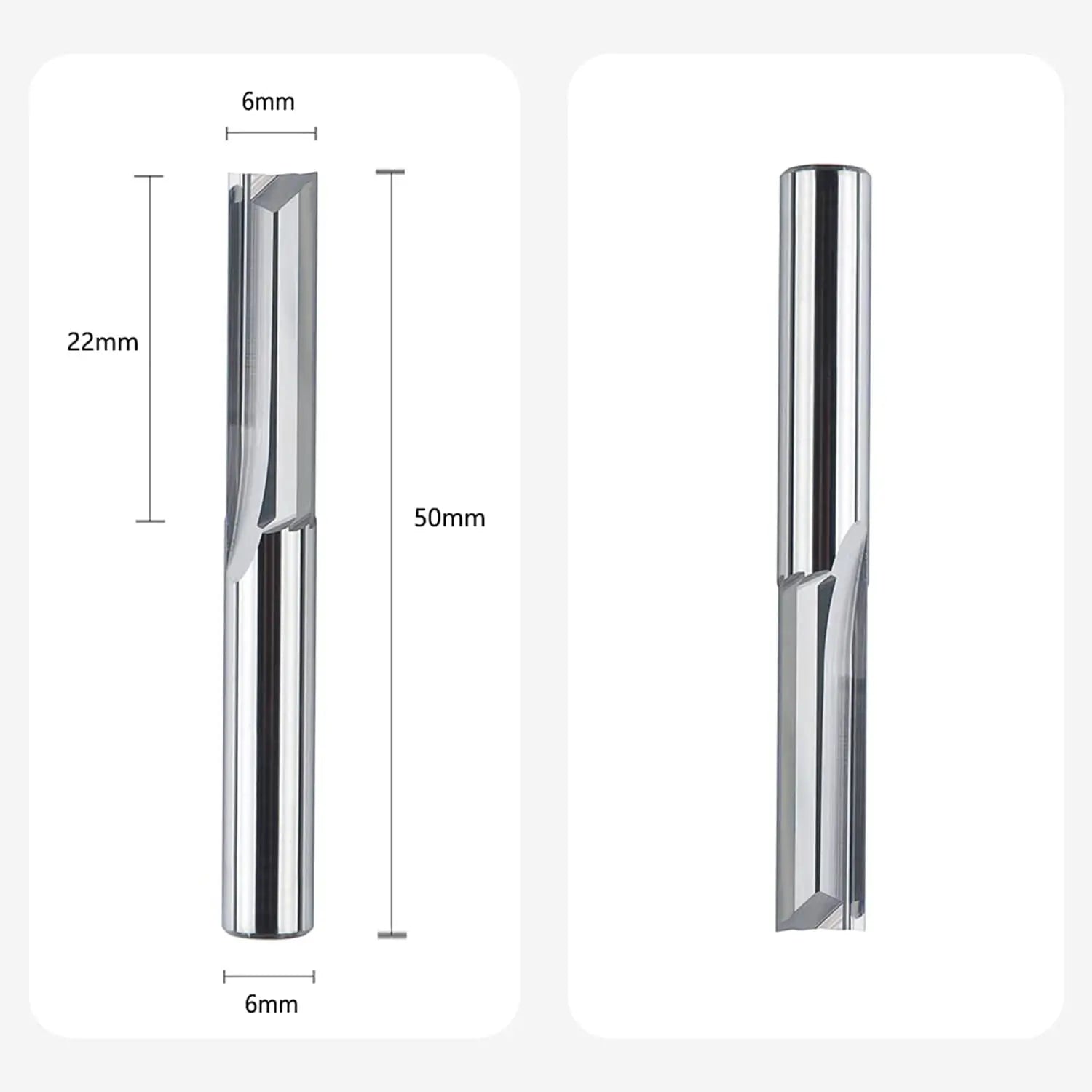 SpeTool UK 6MM DIA x 6MM SHANK x 22MM CL x 50MM OVL Straight End Milling Cutter