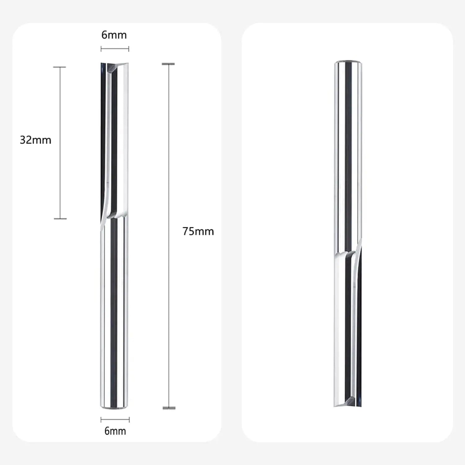 SpeTool EU W04705 6MM DIA x 6MM SHANK x 32MM CL x 75MM OVL Straight End Milling Cutter
