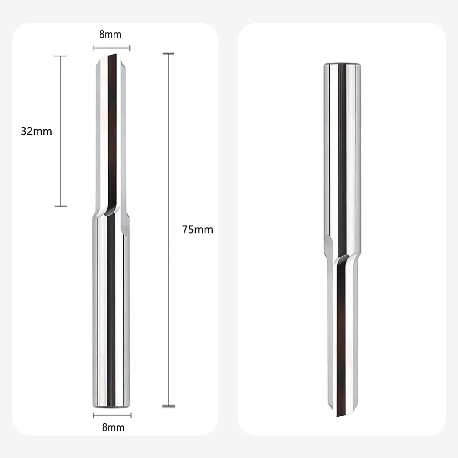 SpeTool EU W04703 8MM DIA x 8MM SHANK x 32MM CL x 75MM OVL Straight End Milling Cutter