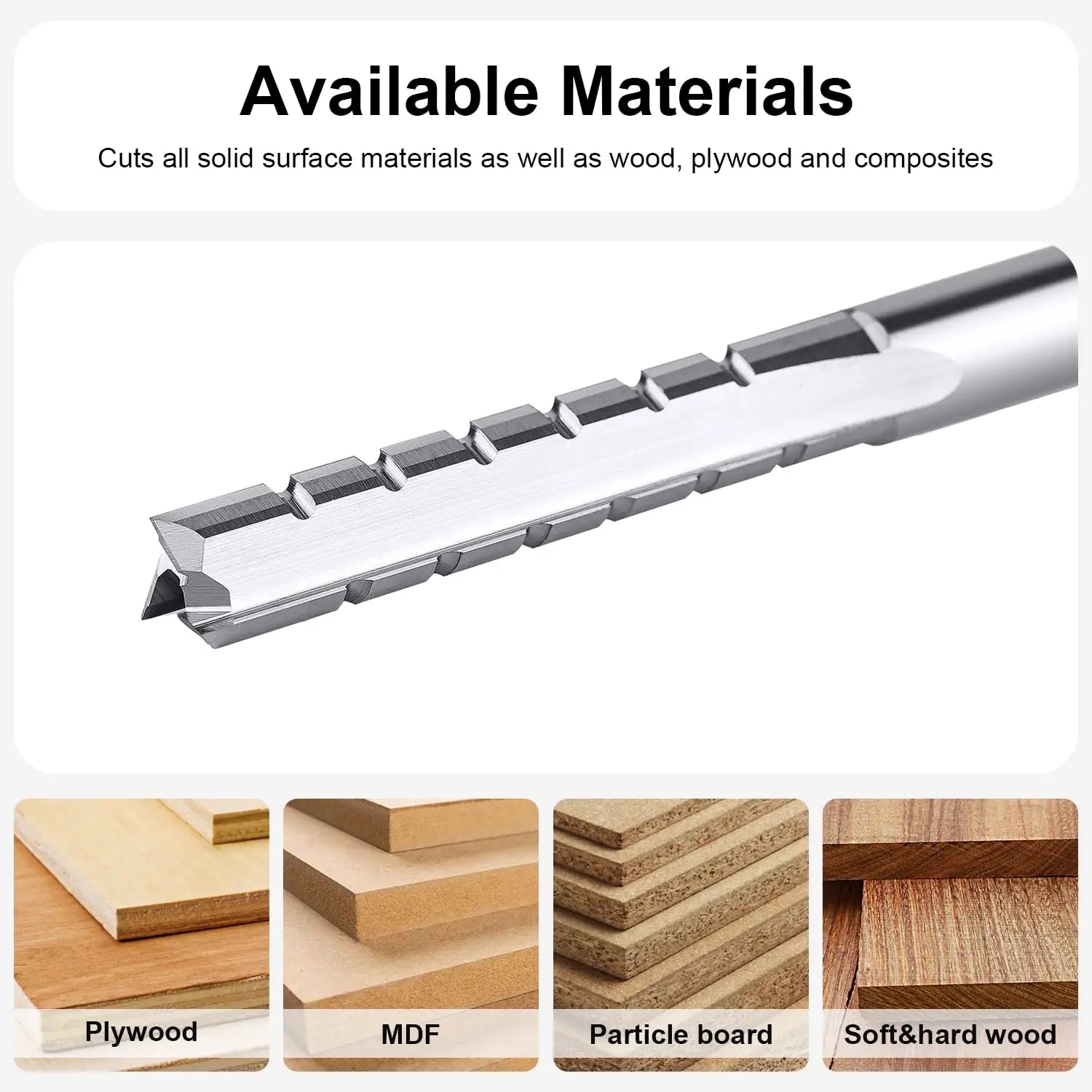 SpeTool EU W04702 3 Flutes Straight Carbide Tungsten Carbide Tip Router Bit 6mm Shank Diameter 32mm Cutting Length Carving CNC Trimming Slot Chip Breaker Plywood End Mill for Woodworking