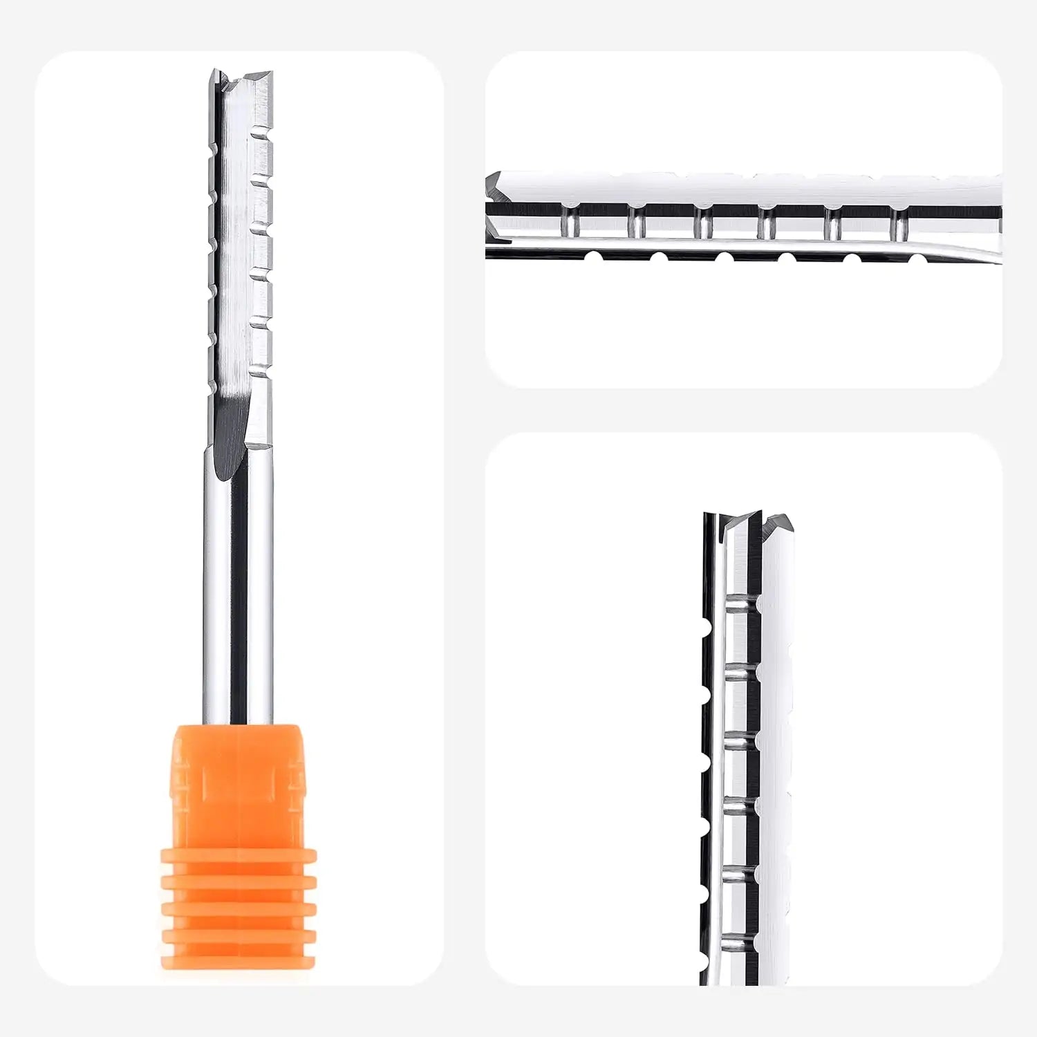 SpeTool EU W04702 3 Flutes Straight Carbide Tungsten Carbide Tip Router Bit 6mm Shank Diameter 32mm Cutting Length Carving CNC Trimming Slot Chip Breaker Plywood End Mill for Woodworking