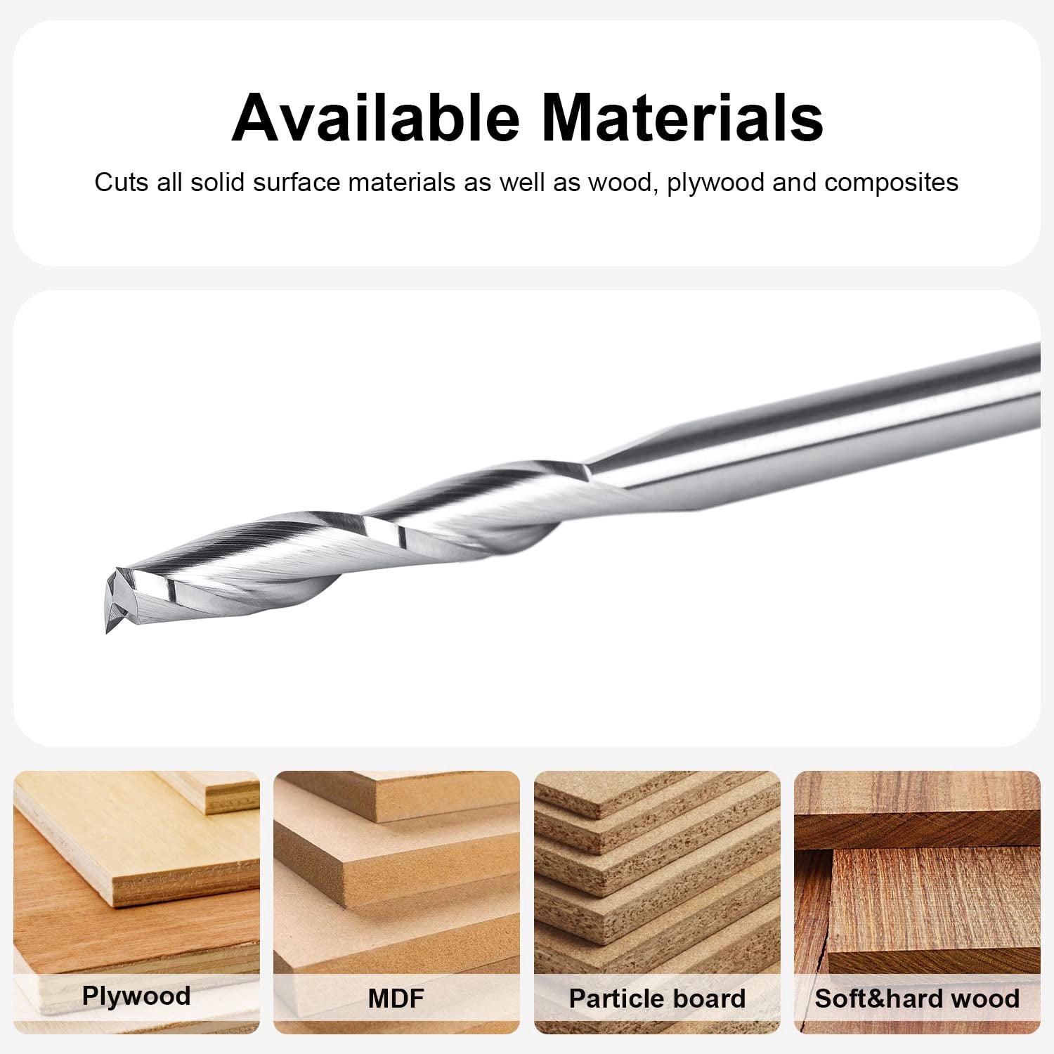 SpeTool EU W04504 Spiral Plunge 4mm Dia x 4mm Shank x 22mm Cutting Length x 50mm Long 2 Flute Up-Cut Router Bit