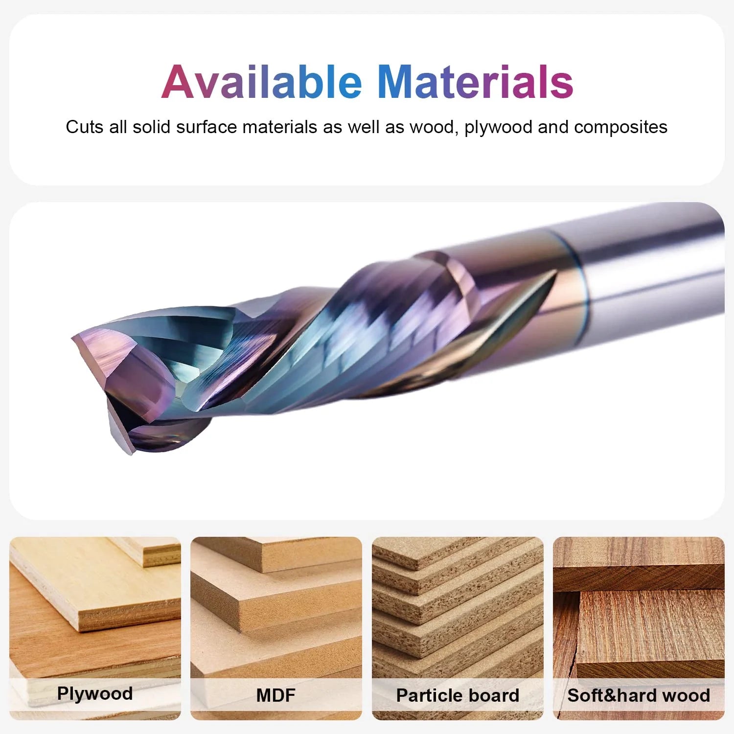 SpeTool CA W02006 SPE-X Ultra Tool Life Coated SC Compression Spiral 1/2" Dia x 1/2" Shank x 1-1/2" Cutting Length x 4" Extra Long 2 Flute Router Bit