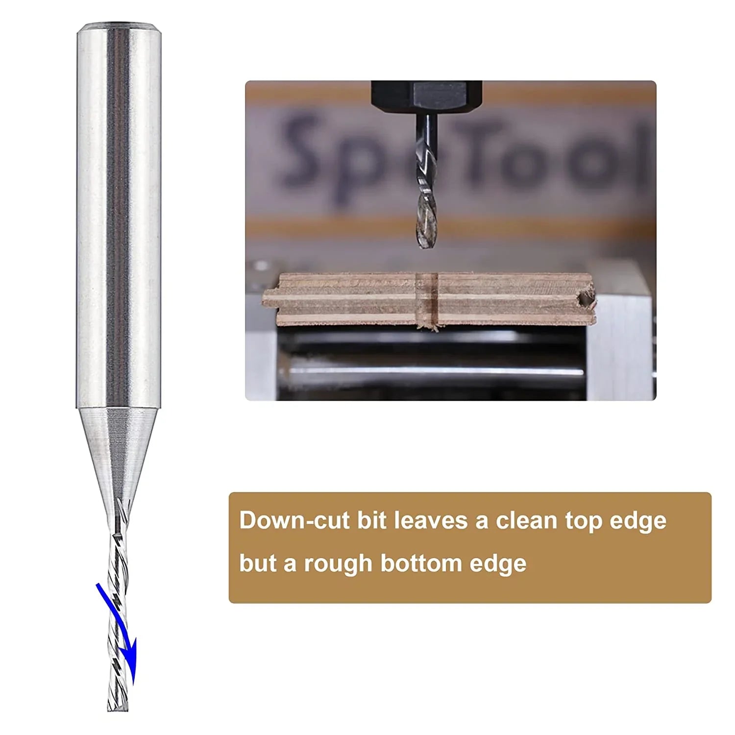 SpeTool 1 16 Dia 1 4 SHK Downcut Spiral Router Bit Woodworking End Mill