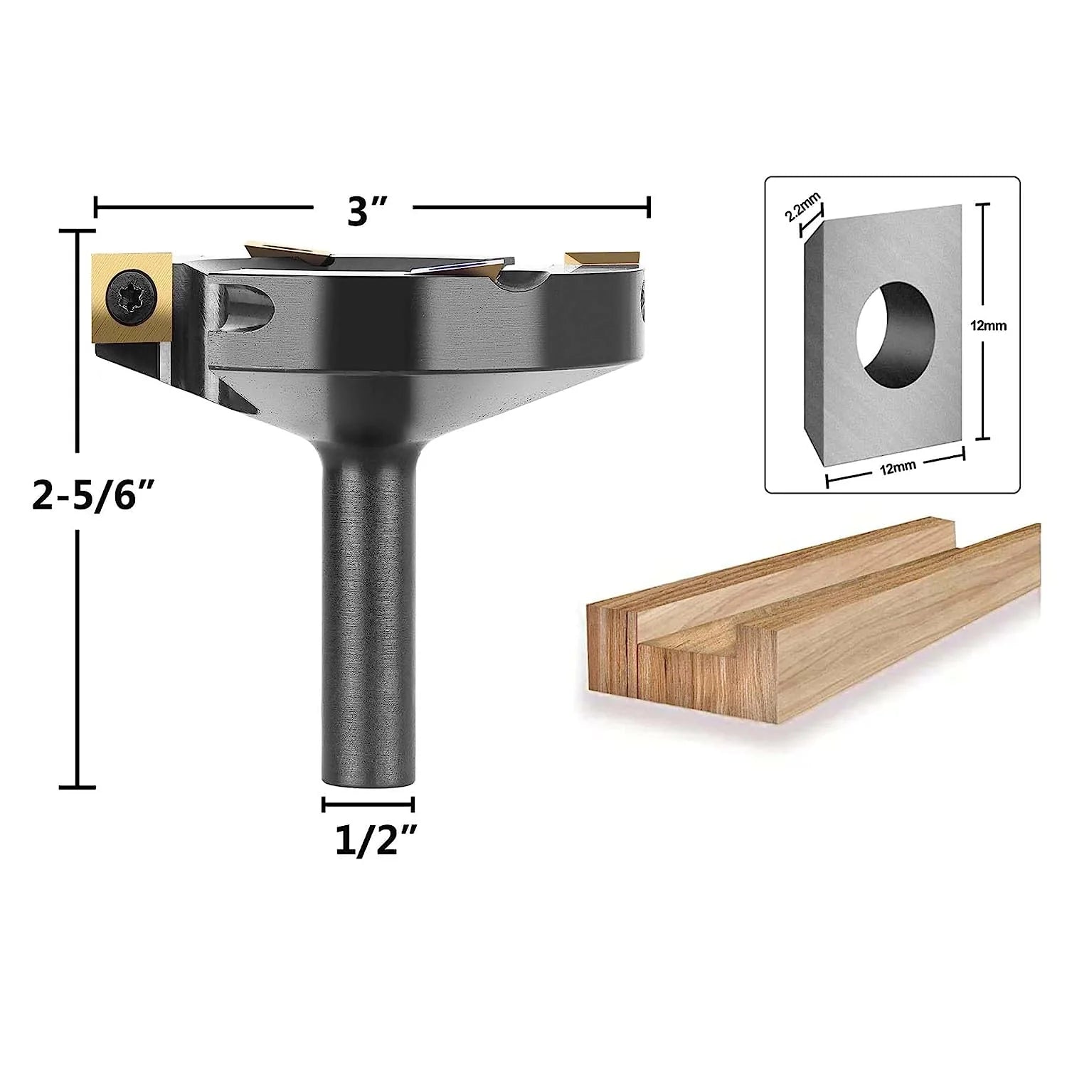 SpeTool 2+2 Flute ATS Coated Insert 3" Dia 1/2" Shank Flattening Bits