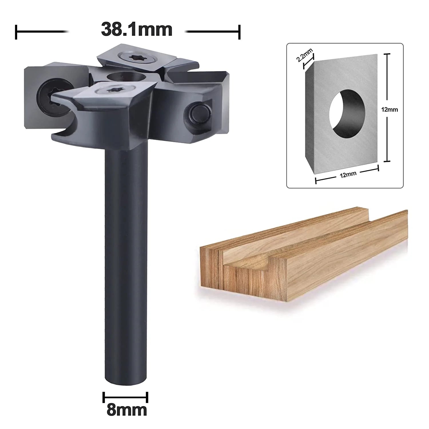 SpeTool 2+2 Flutes 38.1 Dia 8 mm Spoilboard Surfacing Router Planer Bit