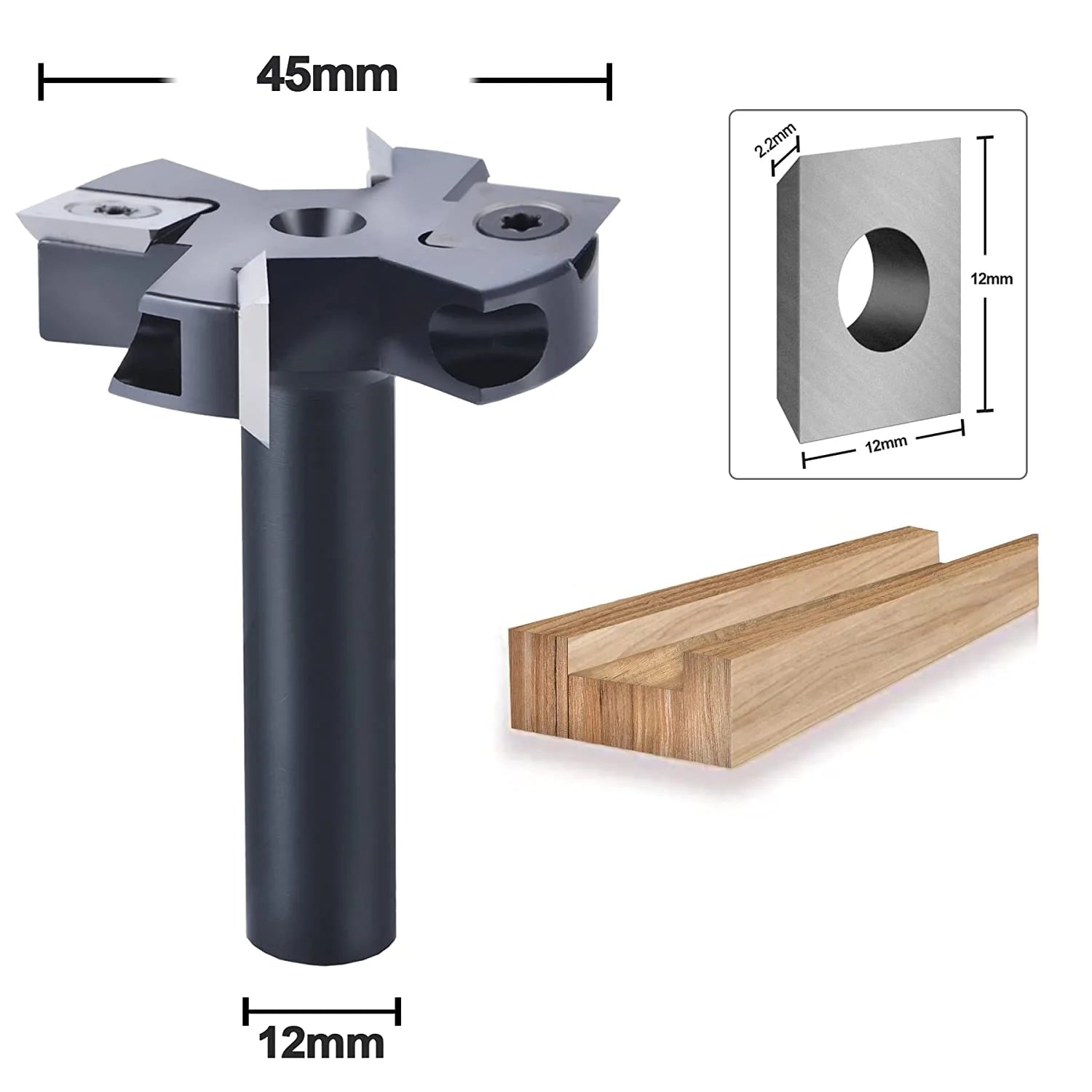 SpeTool 2+2 Flutes 45mm Dia 12mm Spoilboard Surfacing Router Planer Bit
