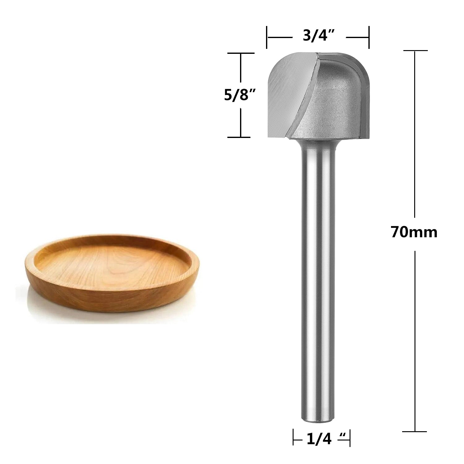 SpeTool 3/4 Dia 1/4 Inch SHK 3" Long Bowl & Tray Carbide Tip Router Bit