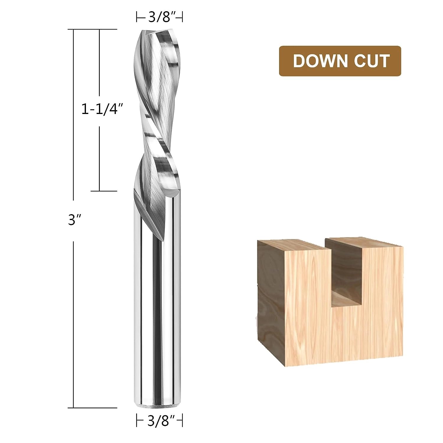 SpeTool 3/8 Dia Down Cut CNC Router Bit 3/8 Shank 3 Extra Long End Mill