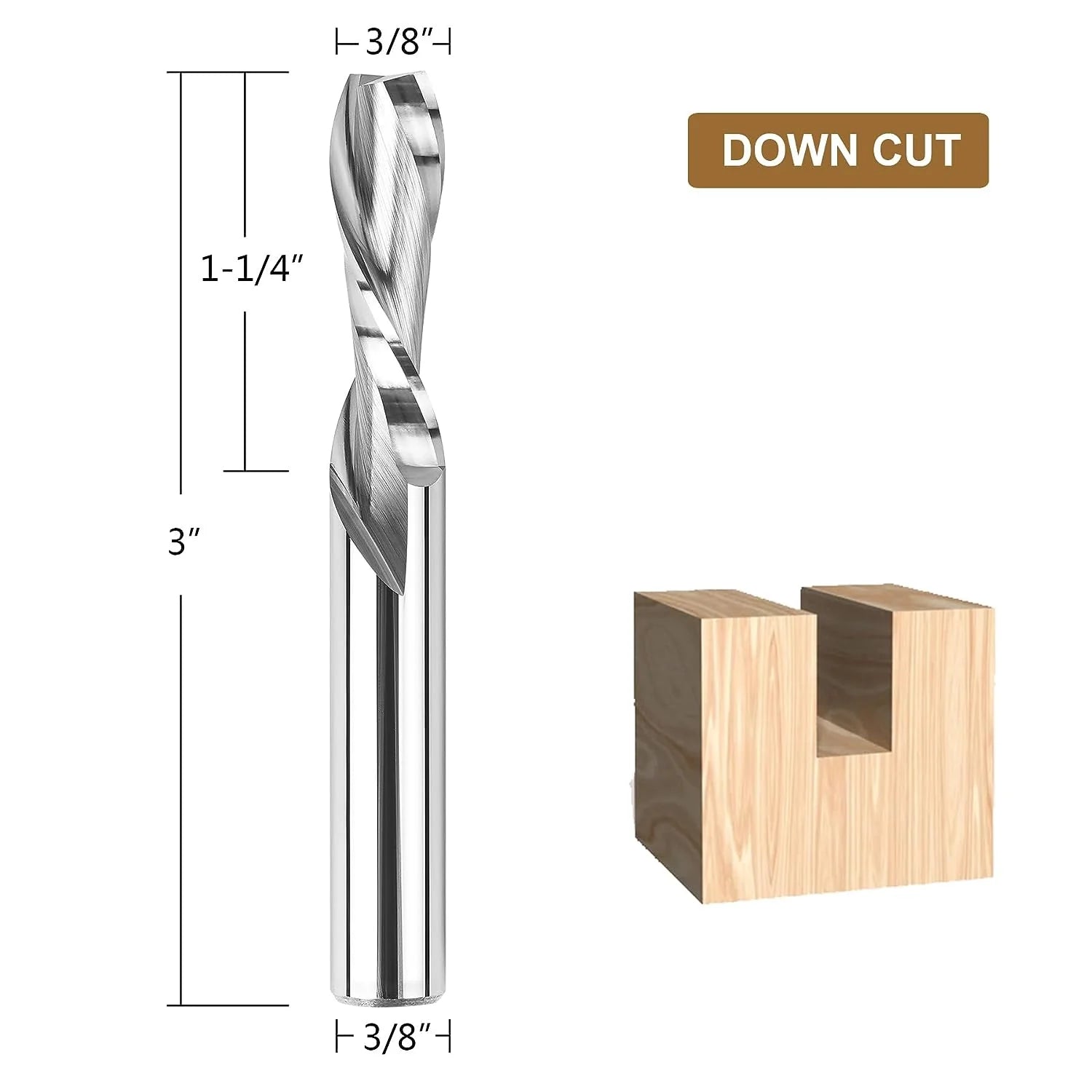 SpeTool 3/8 Dia Down Cut CNC Router Bit 3/8 Shank 3 Extra Long End Mill