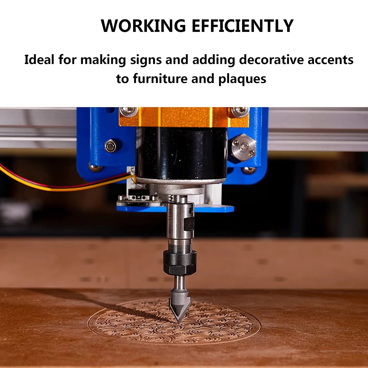 SpeTool 45 Deg V Groove Tip Carbide 1/2 Dia 1/4 Shank Chamfer Router Bit
