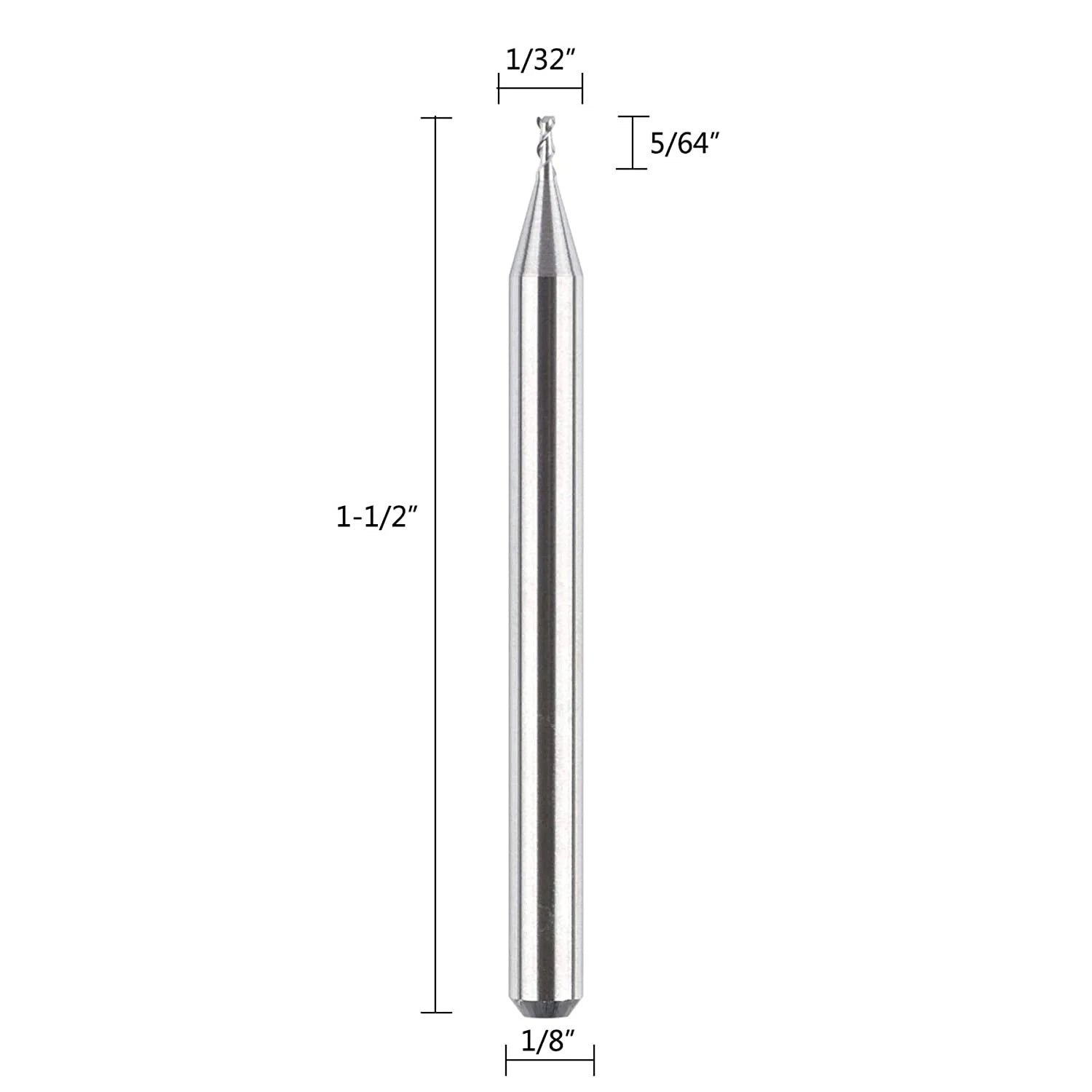 SpeTool 5pcs 1/32" Dia 1/8" SHK 3 Flutes Router Bits for Aluminum Cut