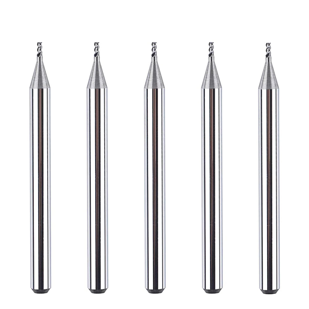 SpeTool 5pcs 1/32" Dia 1/8" SHK 3 Flutes Router Bits for Aluminum Cut