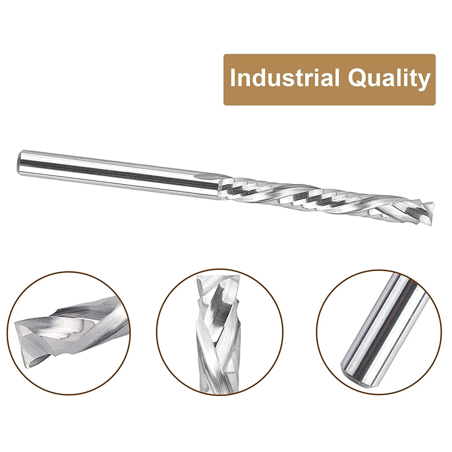 SpeTool 5pcs Carbide UP&OWN 1/8 Diam 2" Long Compression Router Bits