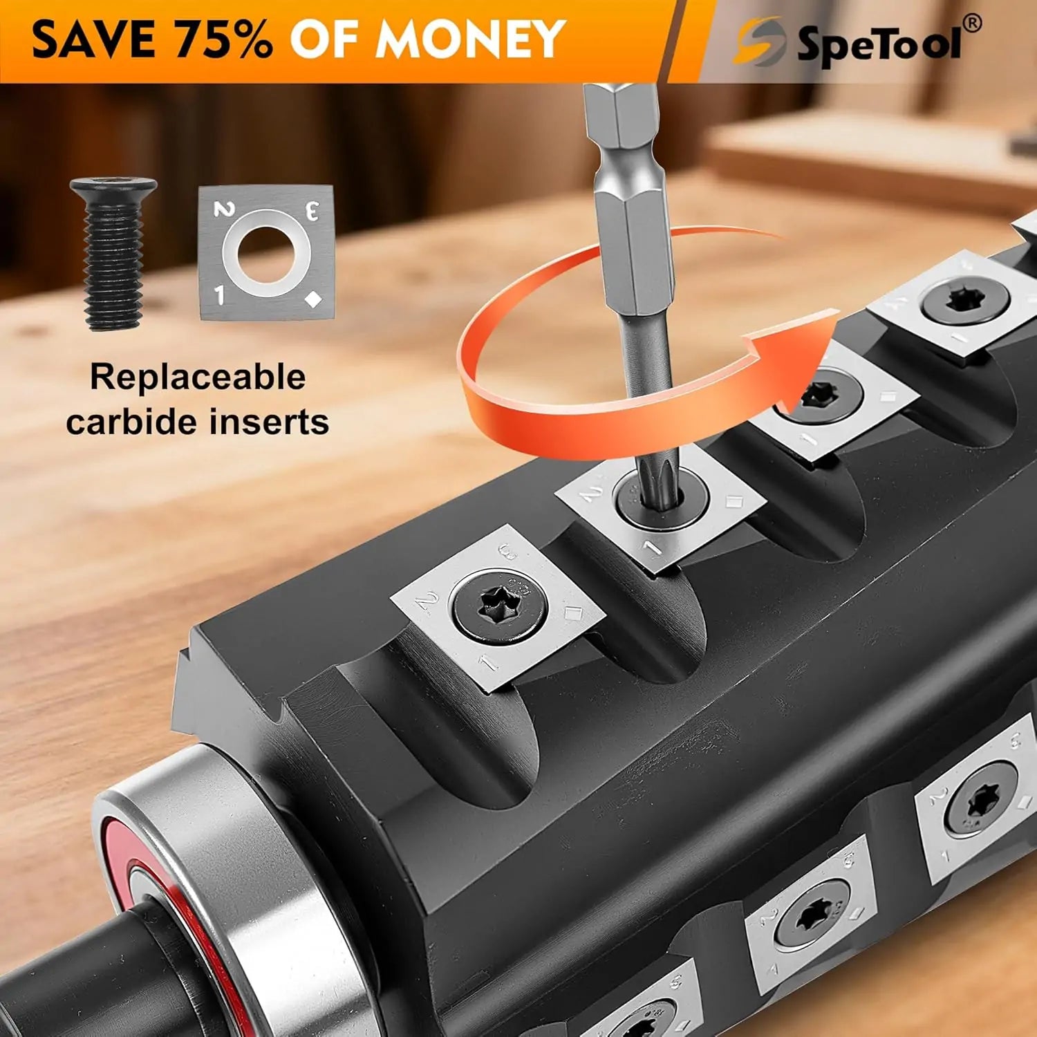 SpeTool 6 inches Spiral Helical Cutterhead for Jet