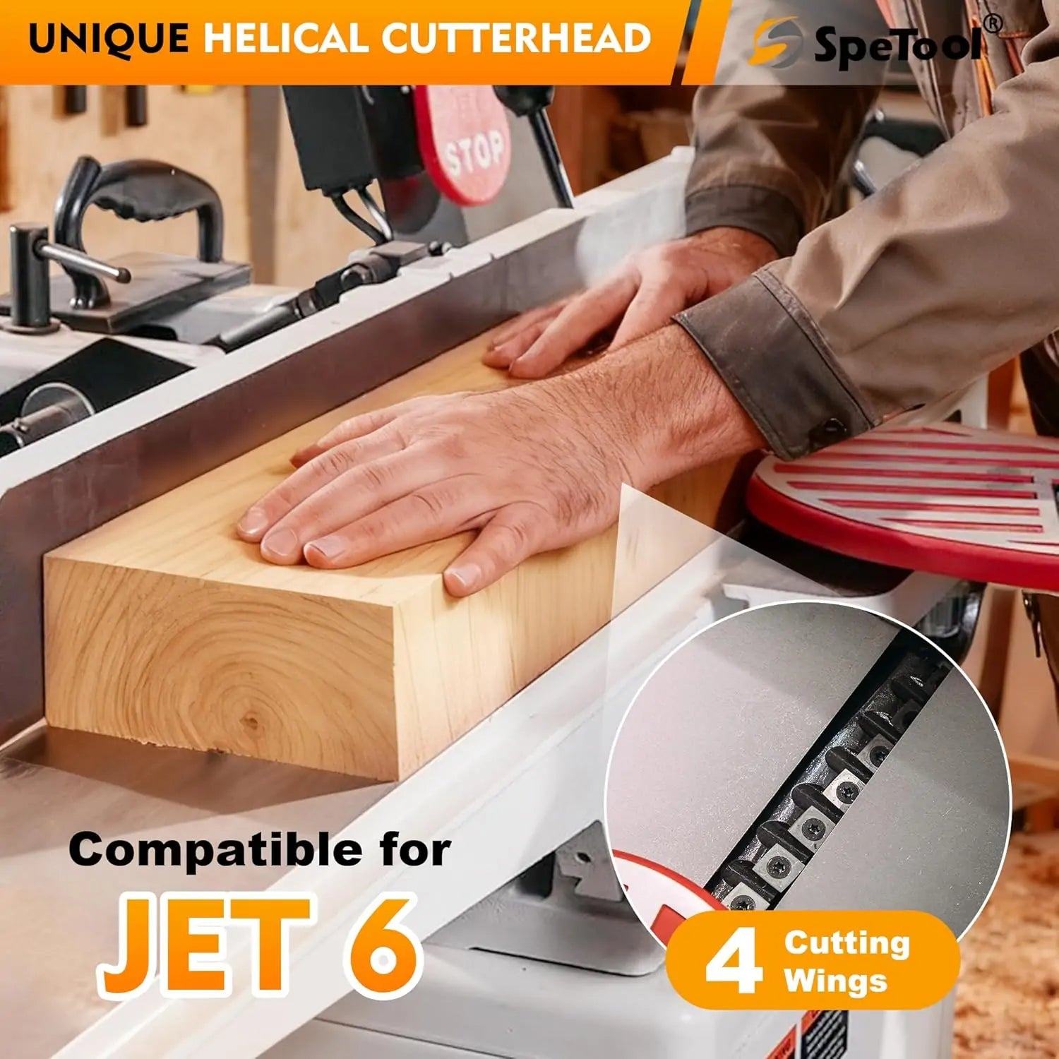 SpeTool 6 inches Spiral Helical Cutterhead for Jet