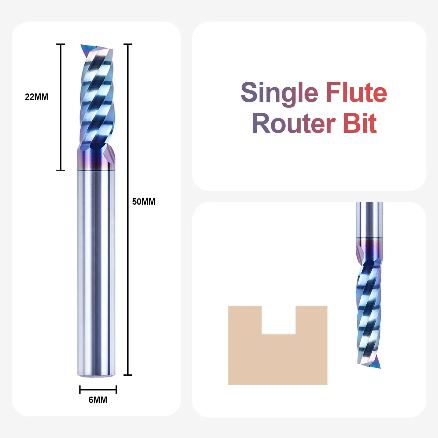 SpeTool EU W03504 SPE-X COATED O FLUTE 6MM DIA x 22MM CL x 6MM SHANK x 50MM OVL ROUTER BIT