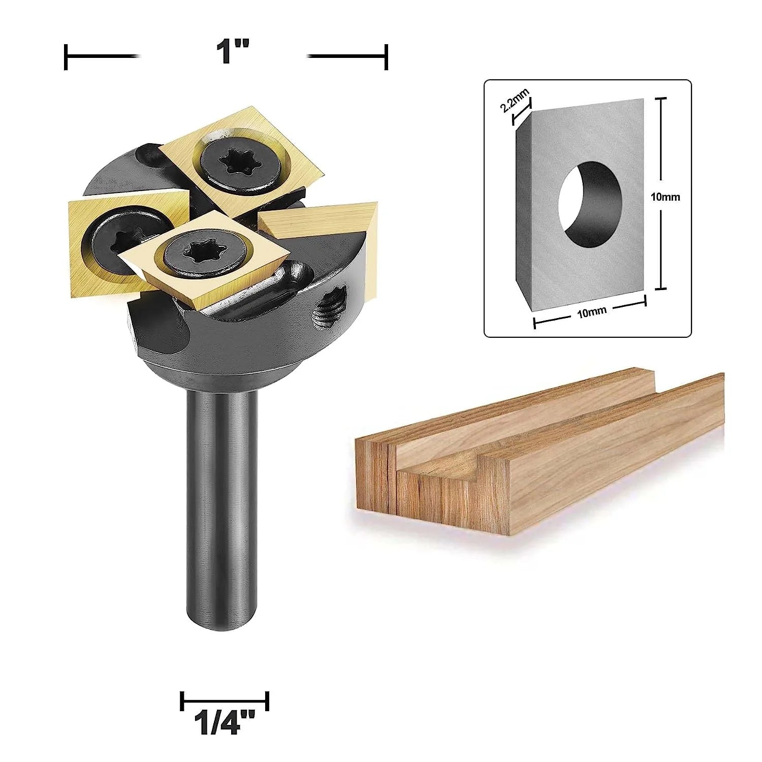 SpeTool ATS Coated Insert 2+2 1" Dia 1/4" Shank  Surfacing Router Bit