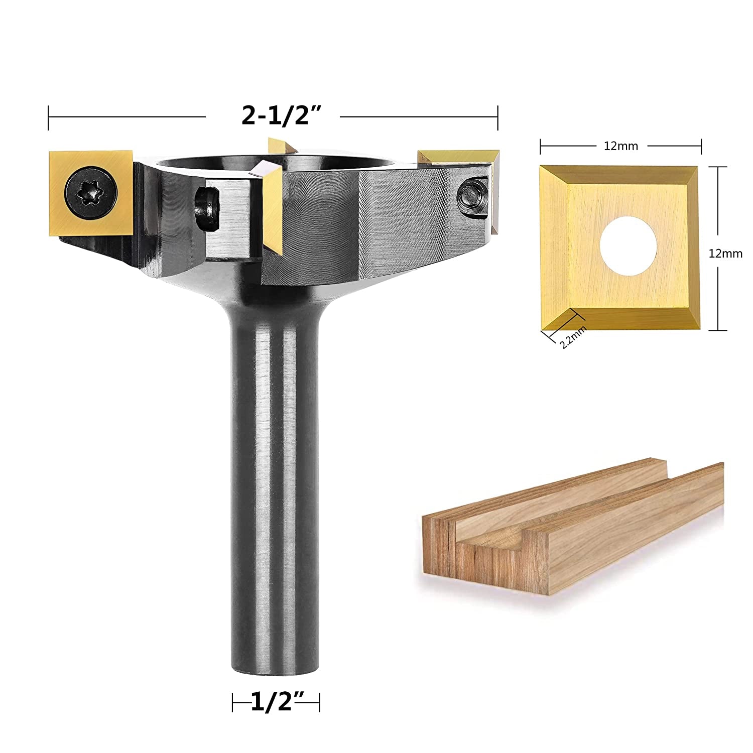 SpeTool ATS Coated Insert 4 Wing 2.5" Diameter 1/2" SHK Surfacing Router Bit