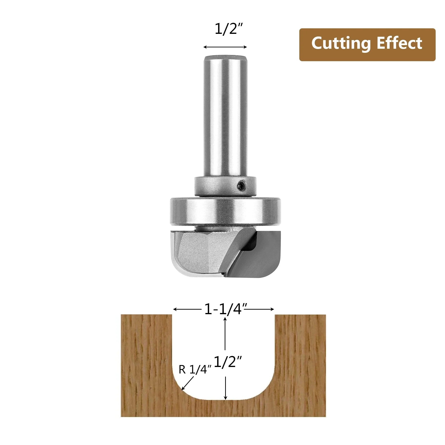 SpeTool 1/2 Shank Carbide Tipped Template Router Bit size