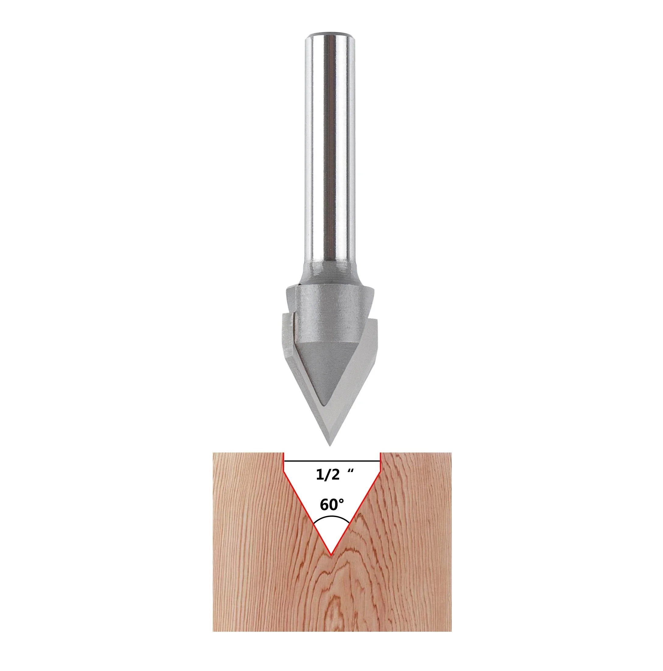SpeTool Carbdie Tip V Groove CNC Engraving Bit Router Bit 60 Deg 1/2" Dia