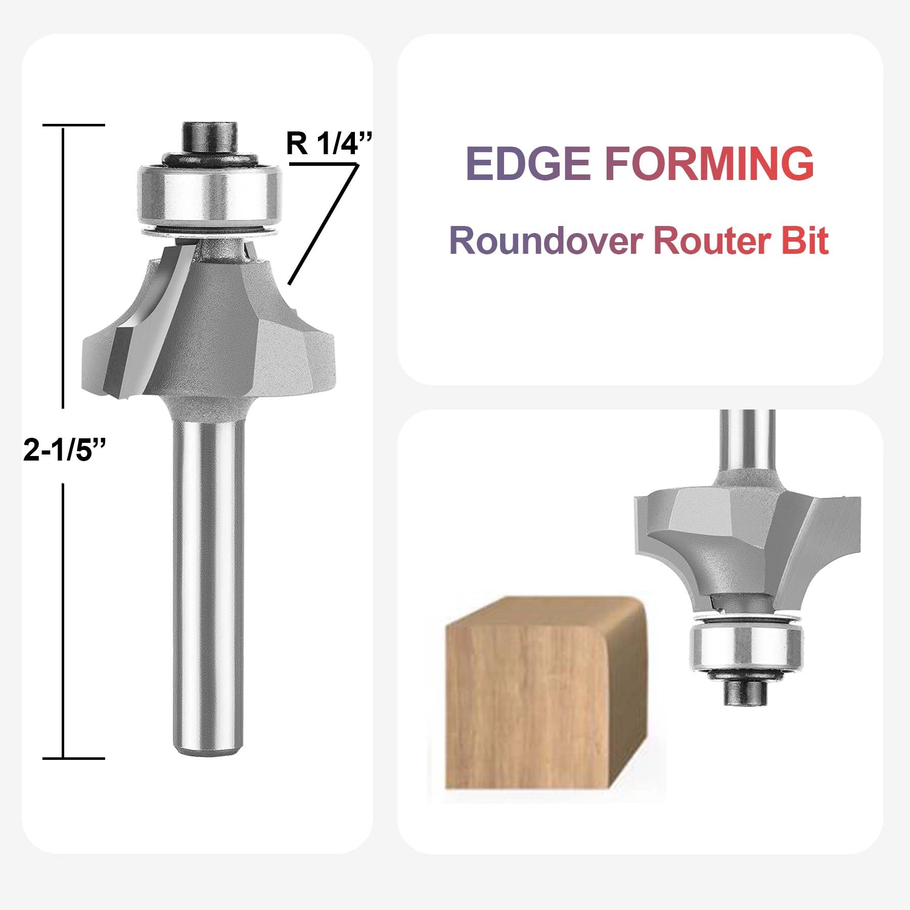 SpeTool Carbide Tipped Corner Rounding 1/4R 1D 1/4S Bearing Router Bit