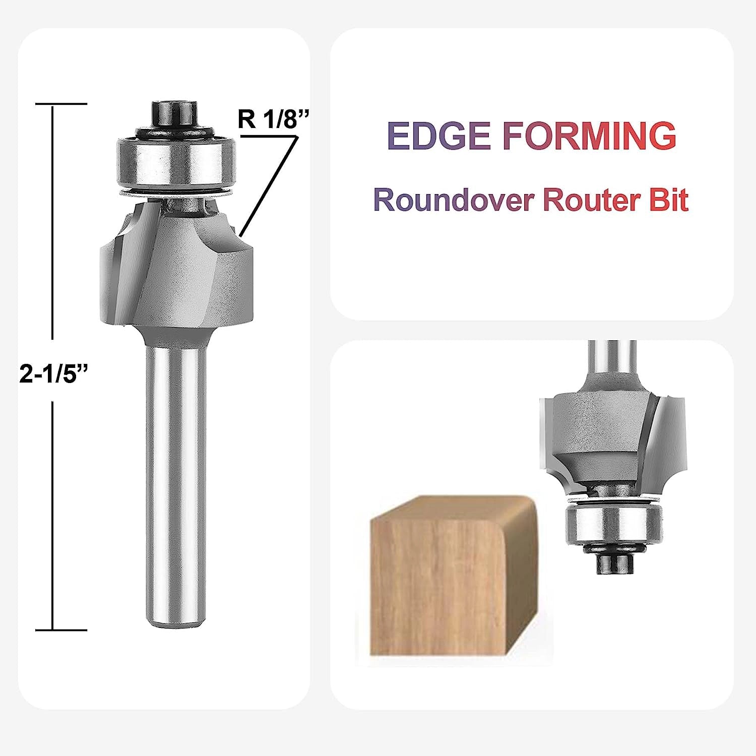 SpeTool Carbide Tipped Corner Rounding 1/8R 3/4D 1/4S Bearing Router Bit