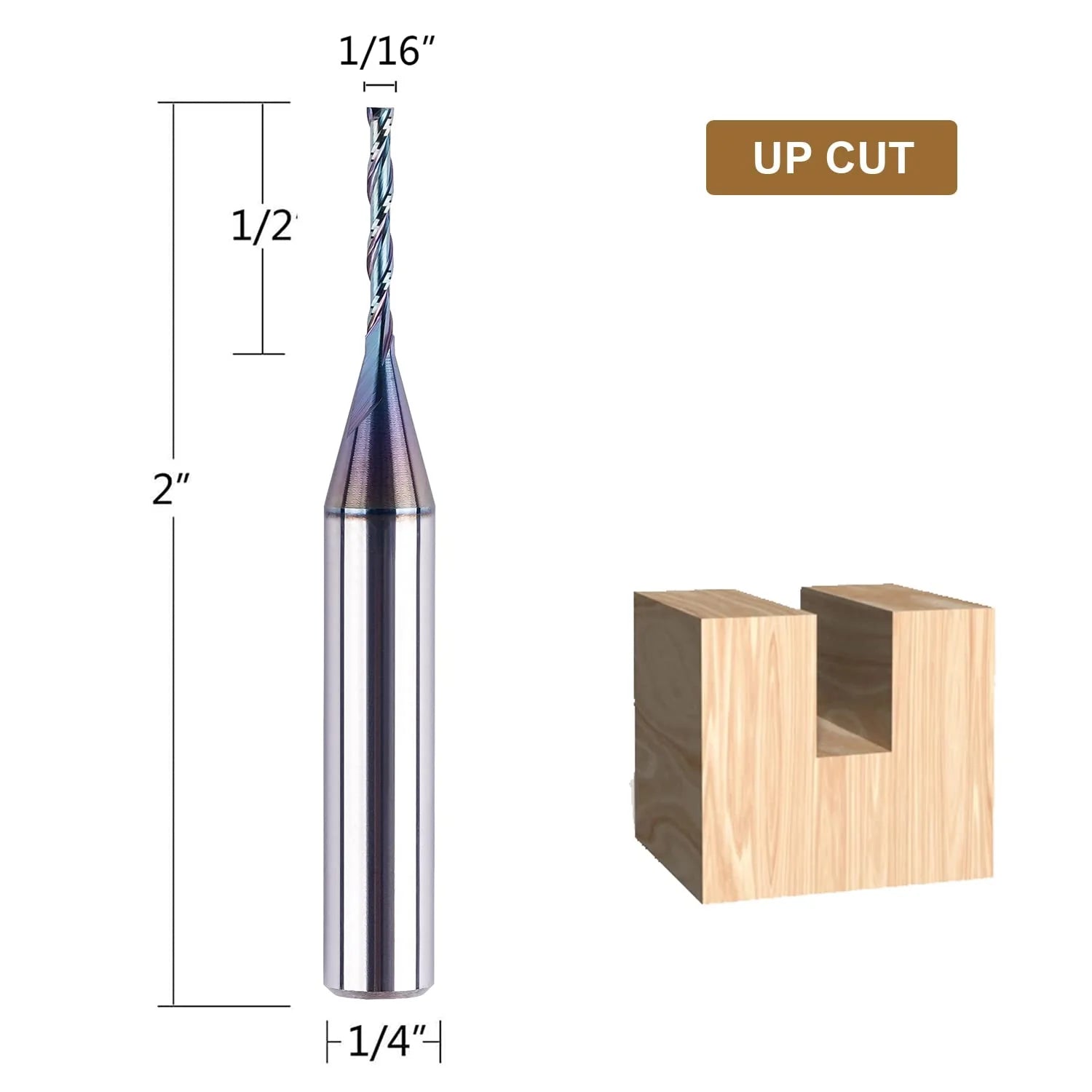SpeTool 1/16 SPE-X Carbide CNC Upcut Router Bit 1/4 Shank For Fine Detail