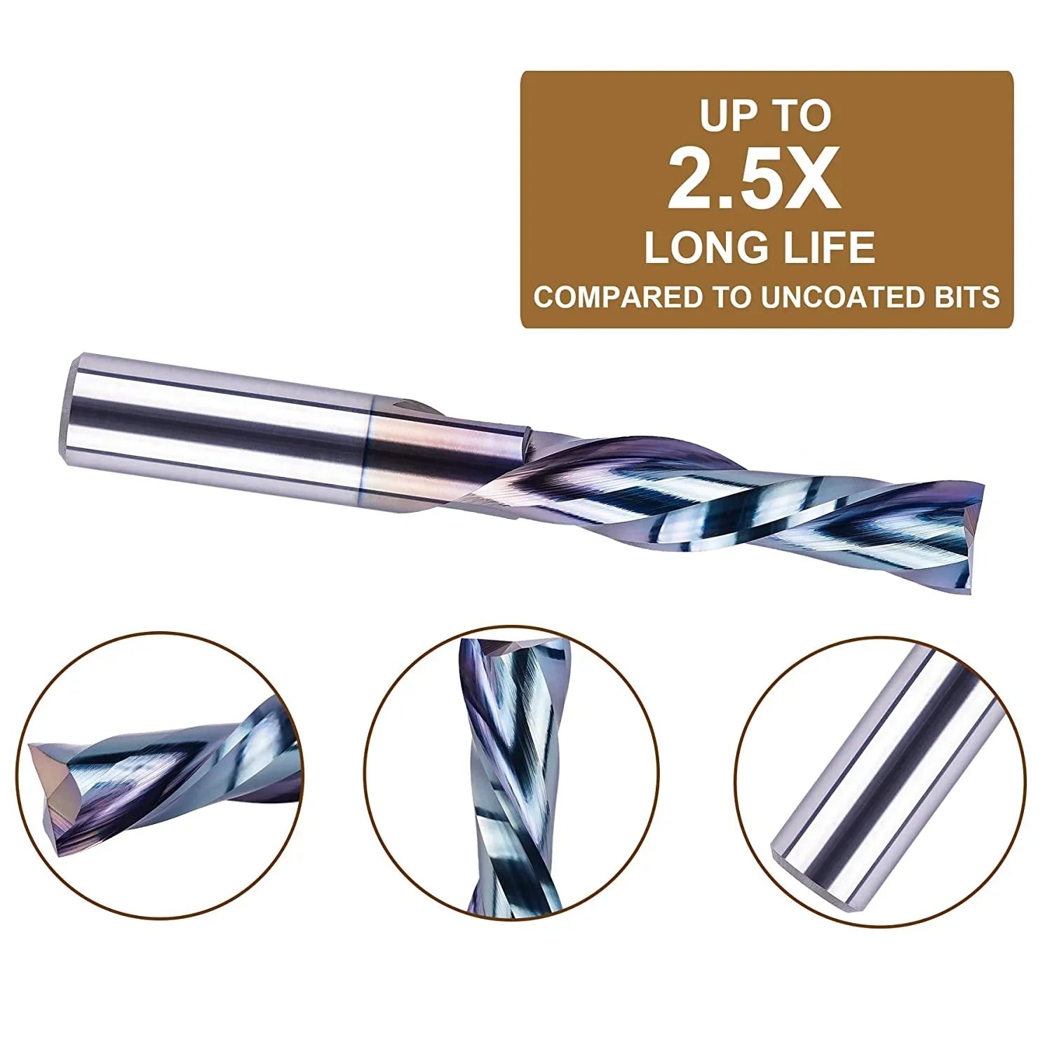 SpeTool SPE-X coated Downcut 1 2 Diam 4 Extra Long Router Bit For Woodworking