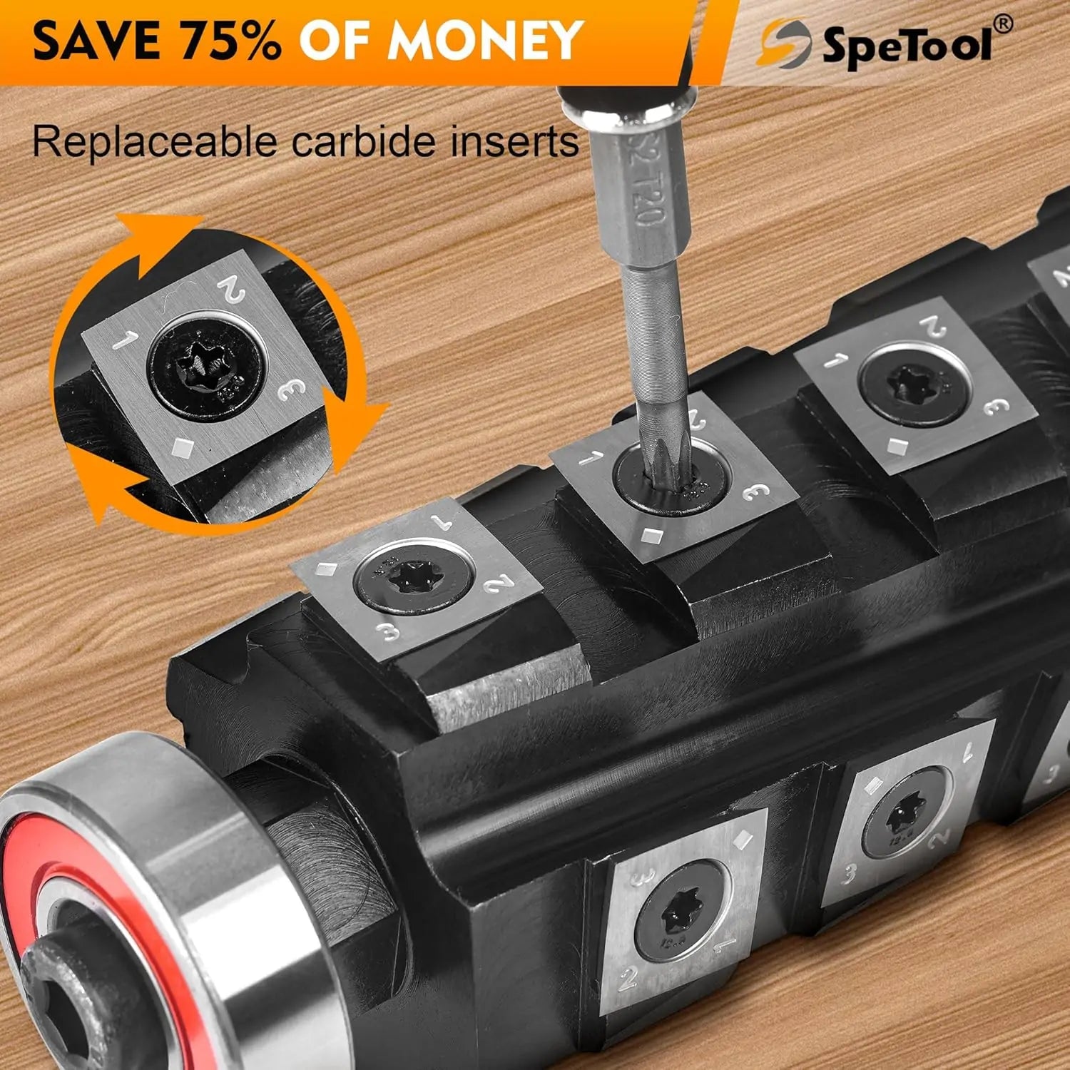 SpeTool Helical Planer Cutter Compatible model replaceable inserts