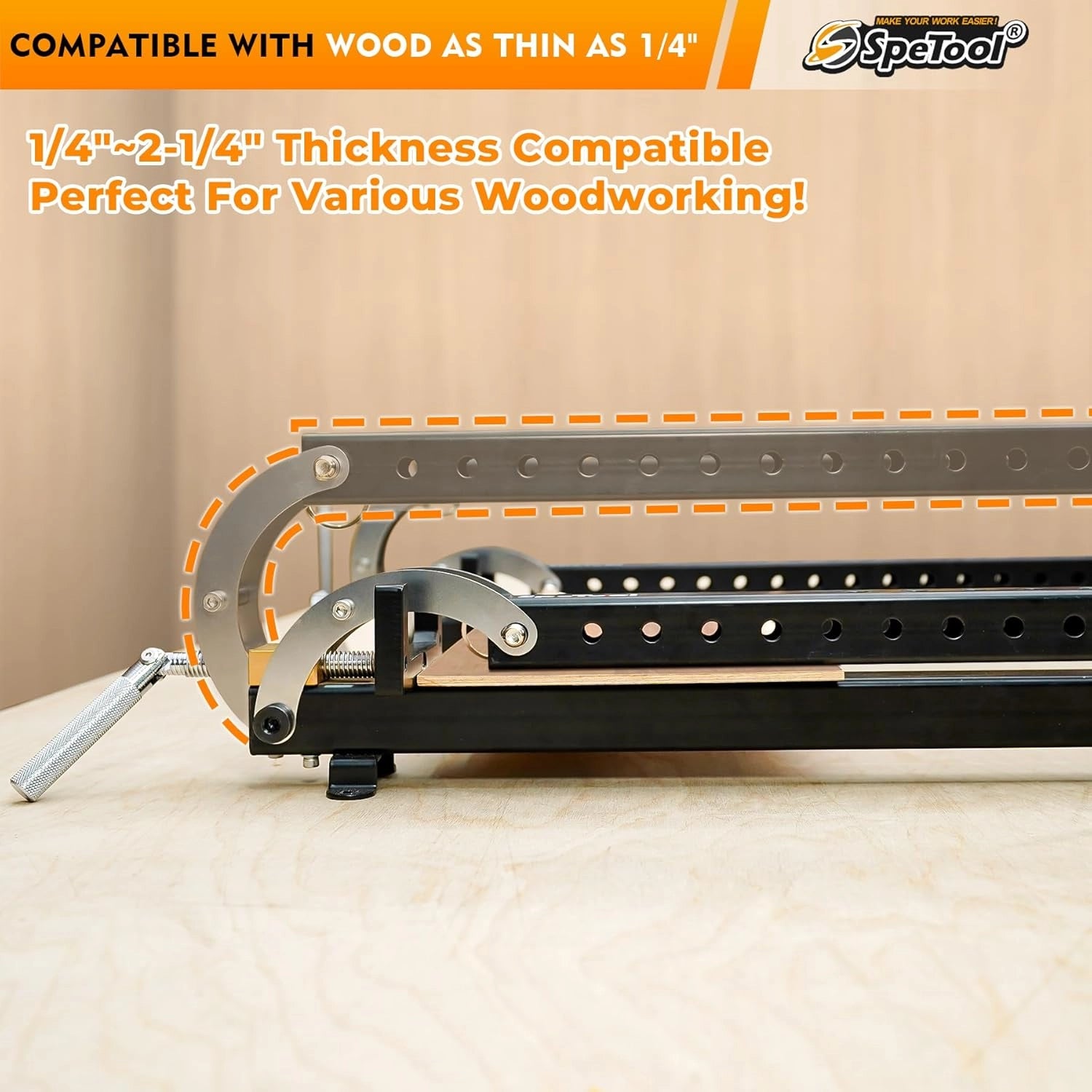SpeTool CA S05003 16 Inch Panel Clamp 2 Pack – 4-Way Pressure Aluminum Parallel Clamps for Woodworking, Tabletops, Cabinets, and Cutting Boards, Adjustable Parallelogram Couplers for Precision Projects