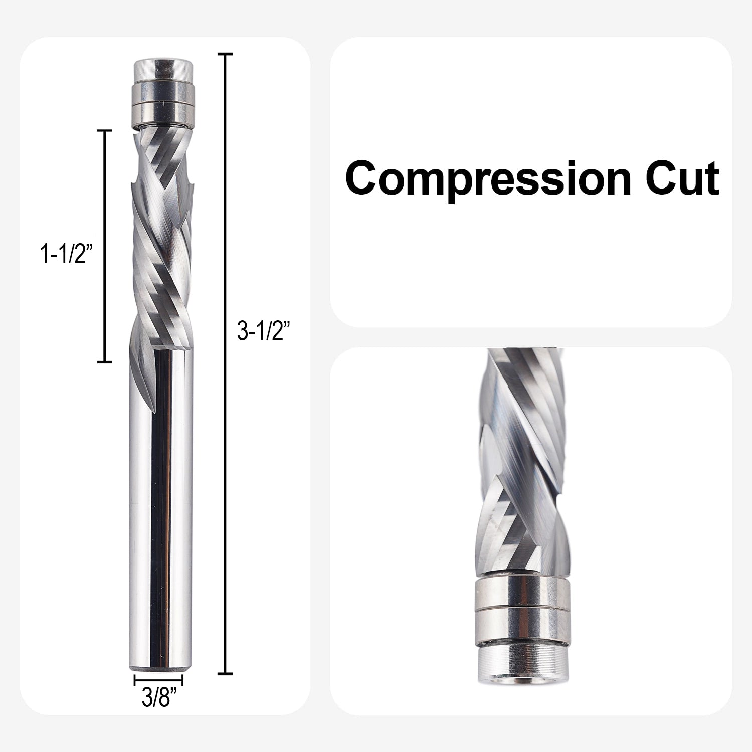 SpeTool SC 3/8 Dia 3.5 Inch Long Compression Flush Trim Router Bit