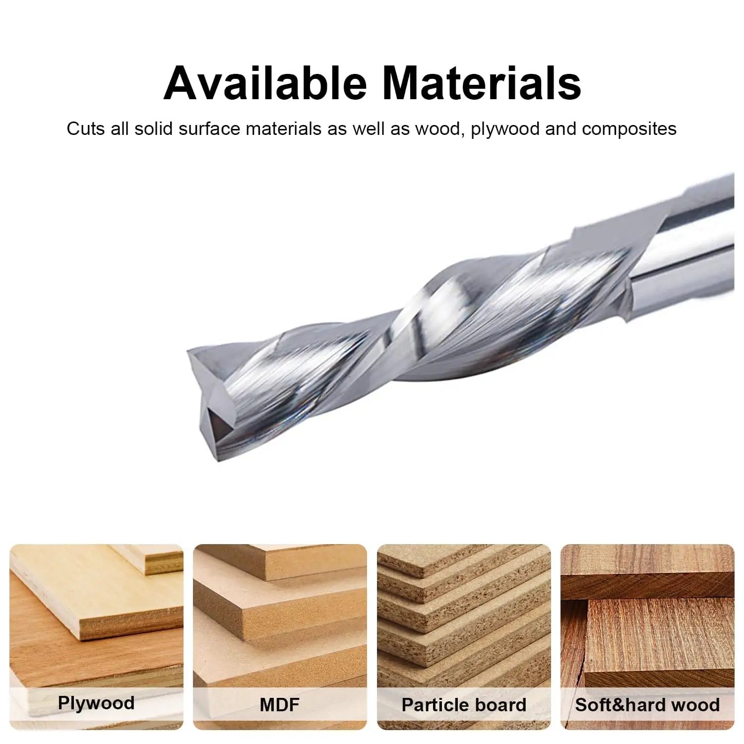 SpeTool UK 6 mm Shank Spiral Router Bit Down Cut End Mill 6 mm Cutting Diameter 24 mm Cutting Length 60 mm Total Length HRC55 Solid Carbide CNC Router Bits for Wood Carving Woodworking