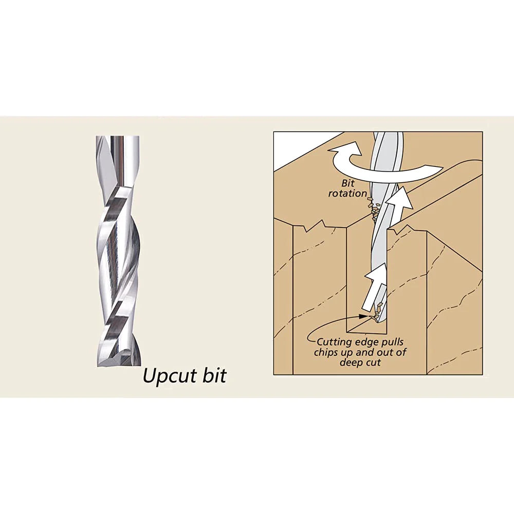 SpeTool UK 6 mm Shank Spiral Router Bit Up Cut CNC Router Bits 6 mm Cutting Diameter 24 mm Cutting Length HRC55 60 mm Total Length Solid Carbide End Mill for Wood Carving Wood Cutter