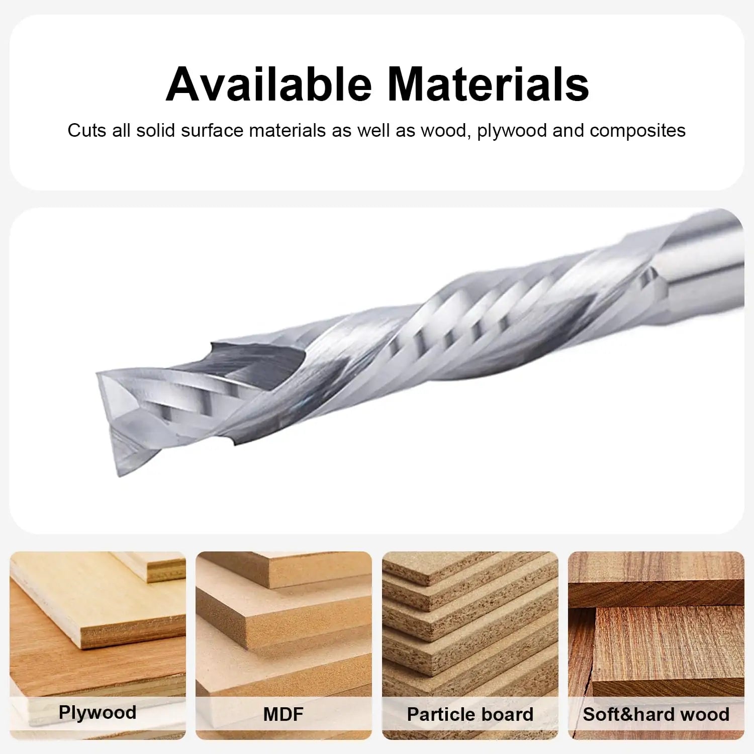 SpeTool EU W02508 COMPRESSION 2 FL 8MM DIA x 45MM CL x 8MM SHANK x 100MM OVL ROUTER BIT