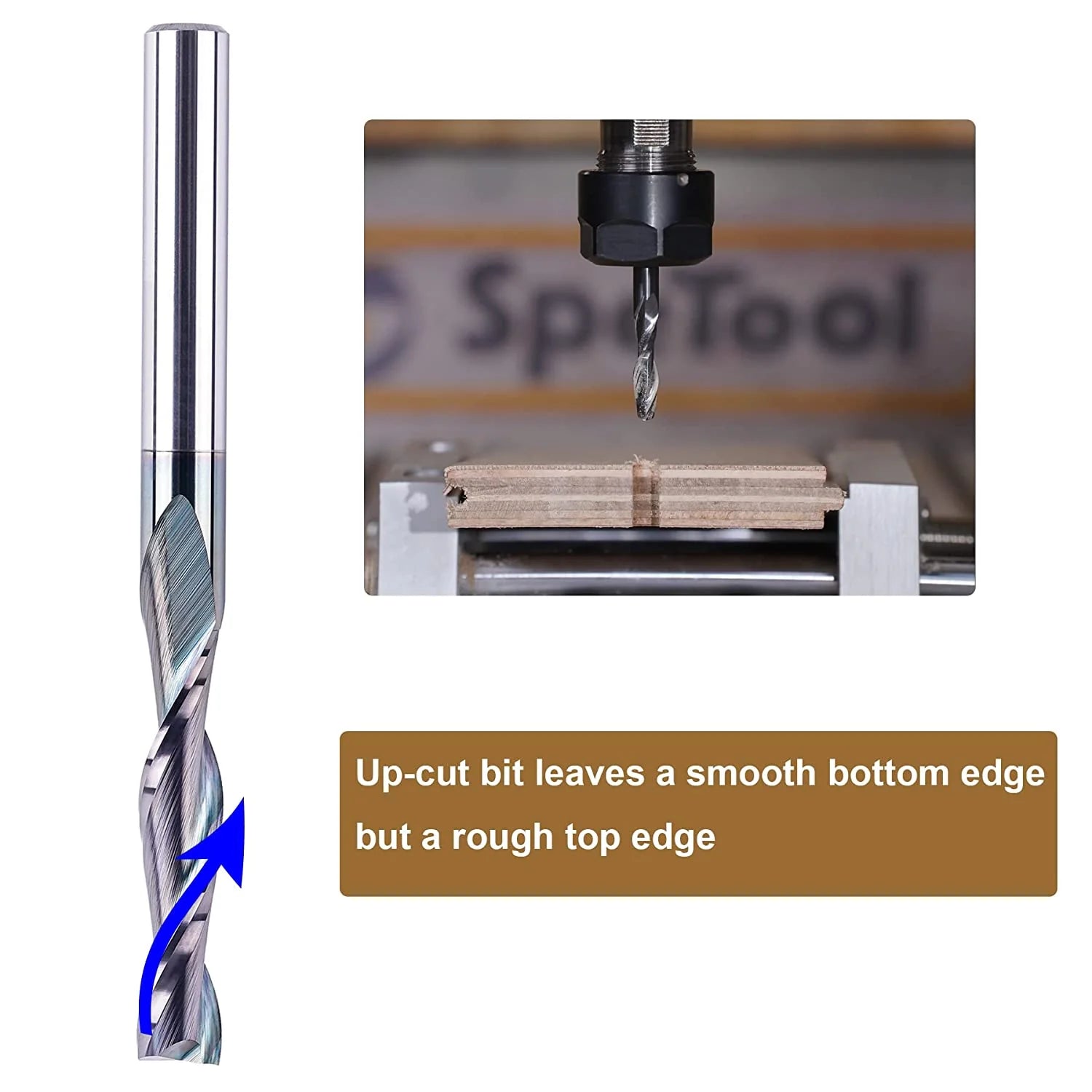 SpeTool CNC Carbide Upcut Extra Long router Bit 1 4 Cut Dia 3 length Spe-x coated