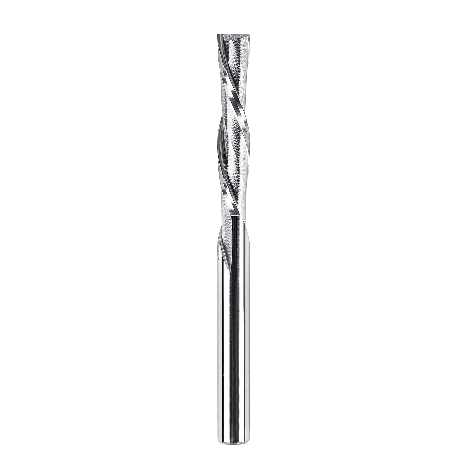 SpeTool UK SC Spiral Plunge 4mm Dia x 4mm Shank x 22mm Cutting Length x 50mm Long 2 Flute Down-Cut Router Bit