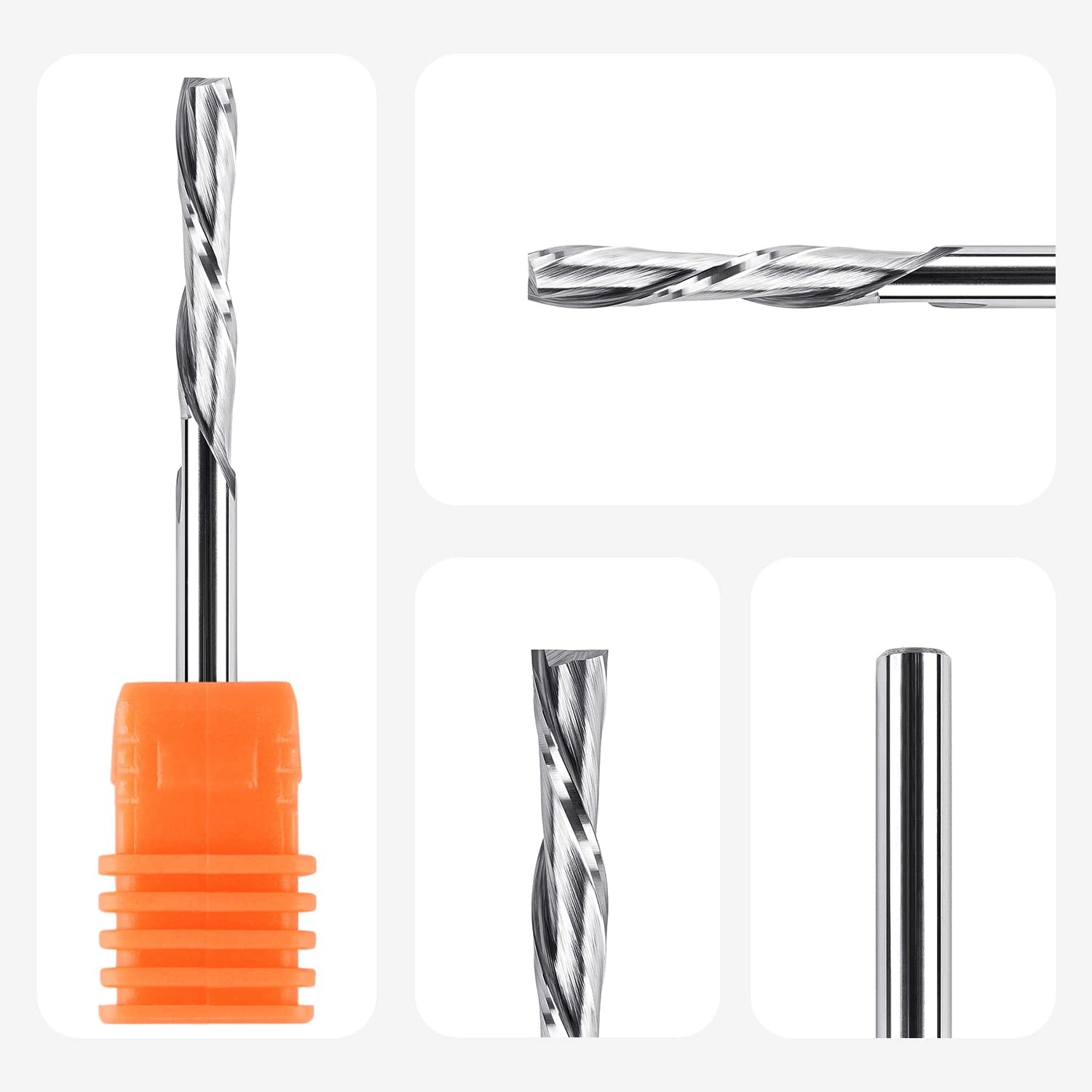 SpeTool UK SC Spiral Plunge 4mm Dia x 4mm Shank x 22mm Cutting Length x 50mm Long 2 Flute Down-Cut Router Bit