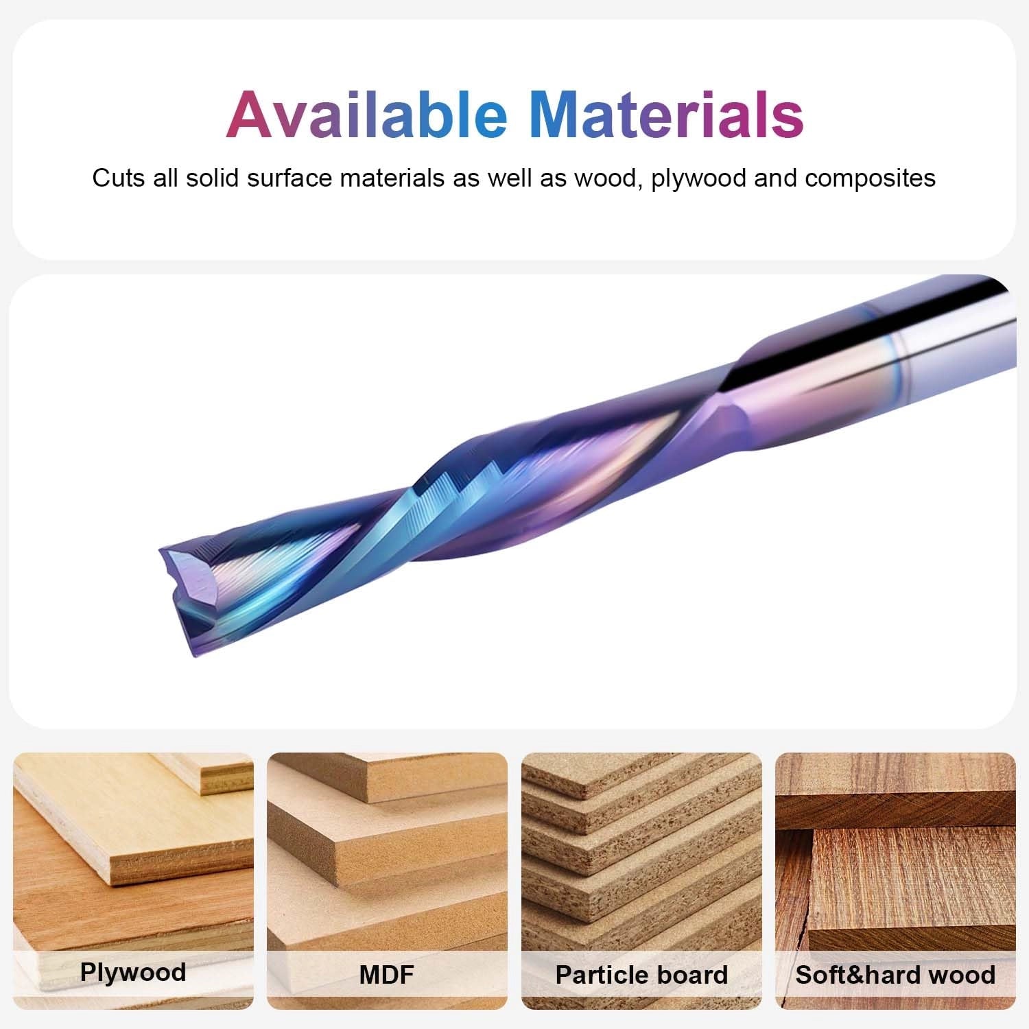 SpeTool W04038 SPE-X Extra Tool Life Coated SC Spiral Plunge 1/8" Dia x 1/8" Shank x 3/4" Cutting Length x 1-1/2" Long 2 Flute Down-Cut Router Bit