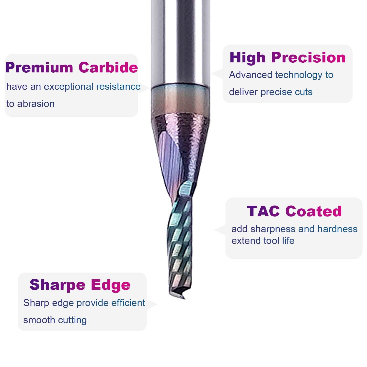 SpeTool 1/16 Dia SPE-X Coated Spiral O Flute 1/8 Shank UpCut Router Bit